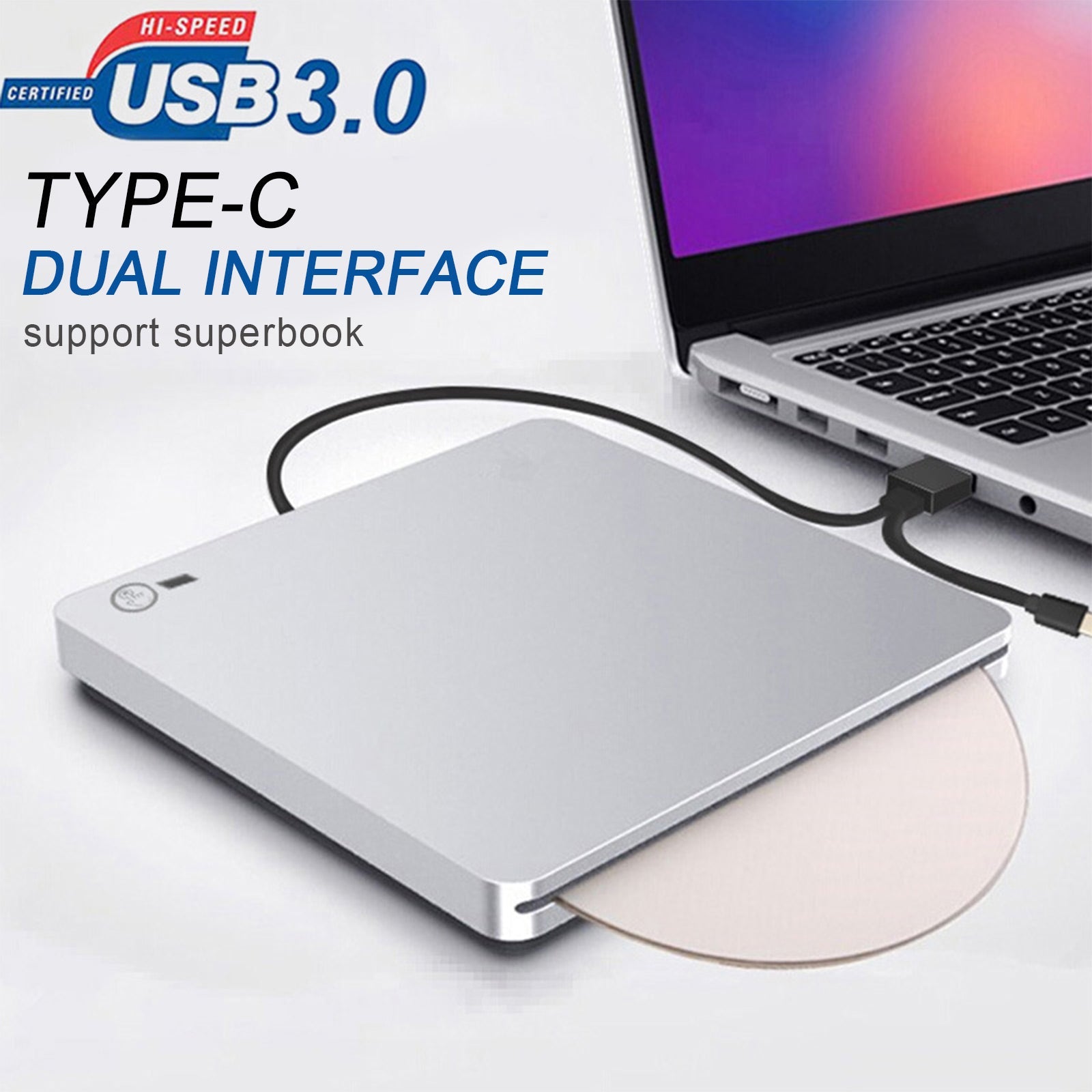 6X Blu ray Burner USB Externo Super Slim BD DVD CD RW Disc Writer Reproductor de películas