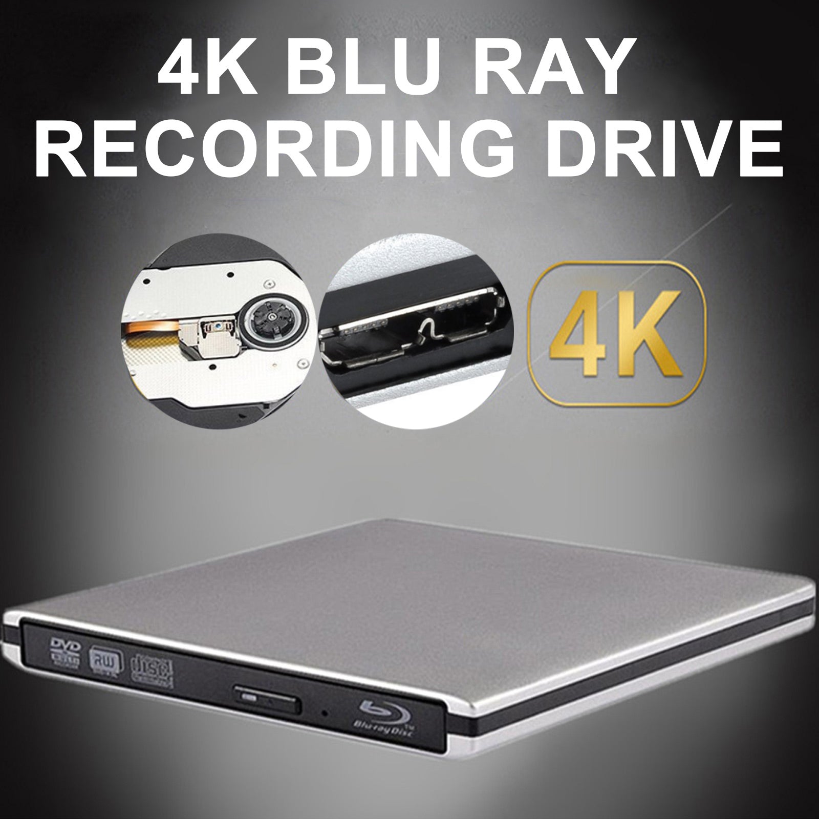 6X Blu ray Burner USB Externo Super Slim BD DVD CD RW Disc Writer Reproductor de películas