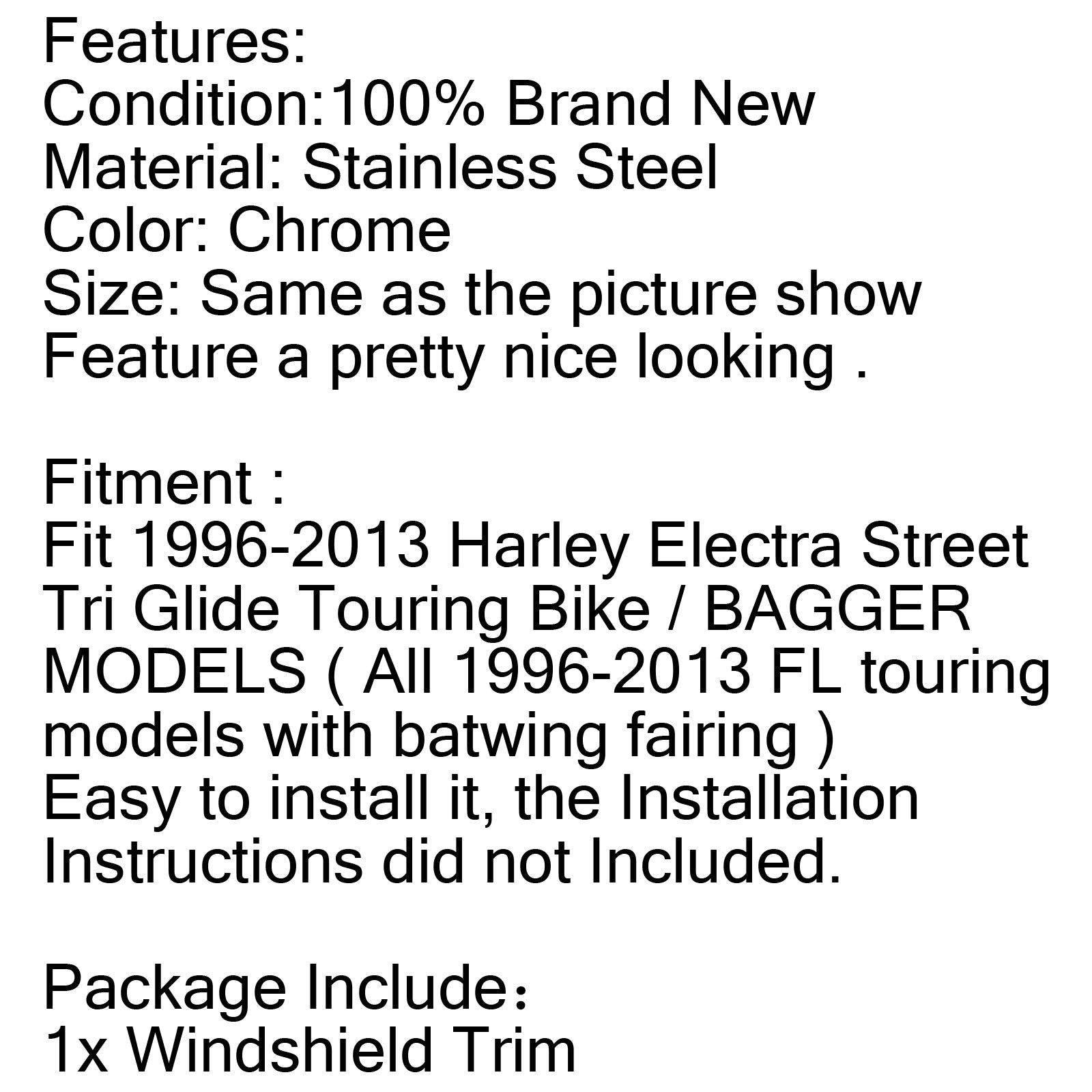 Embellecedor de parabrisas de carenado Batwing para Harley Fl Touring Bagger modelos 96-13 genérico