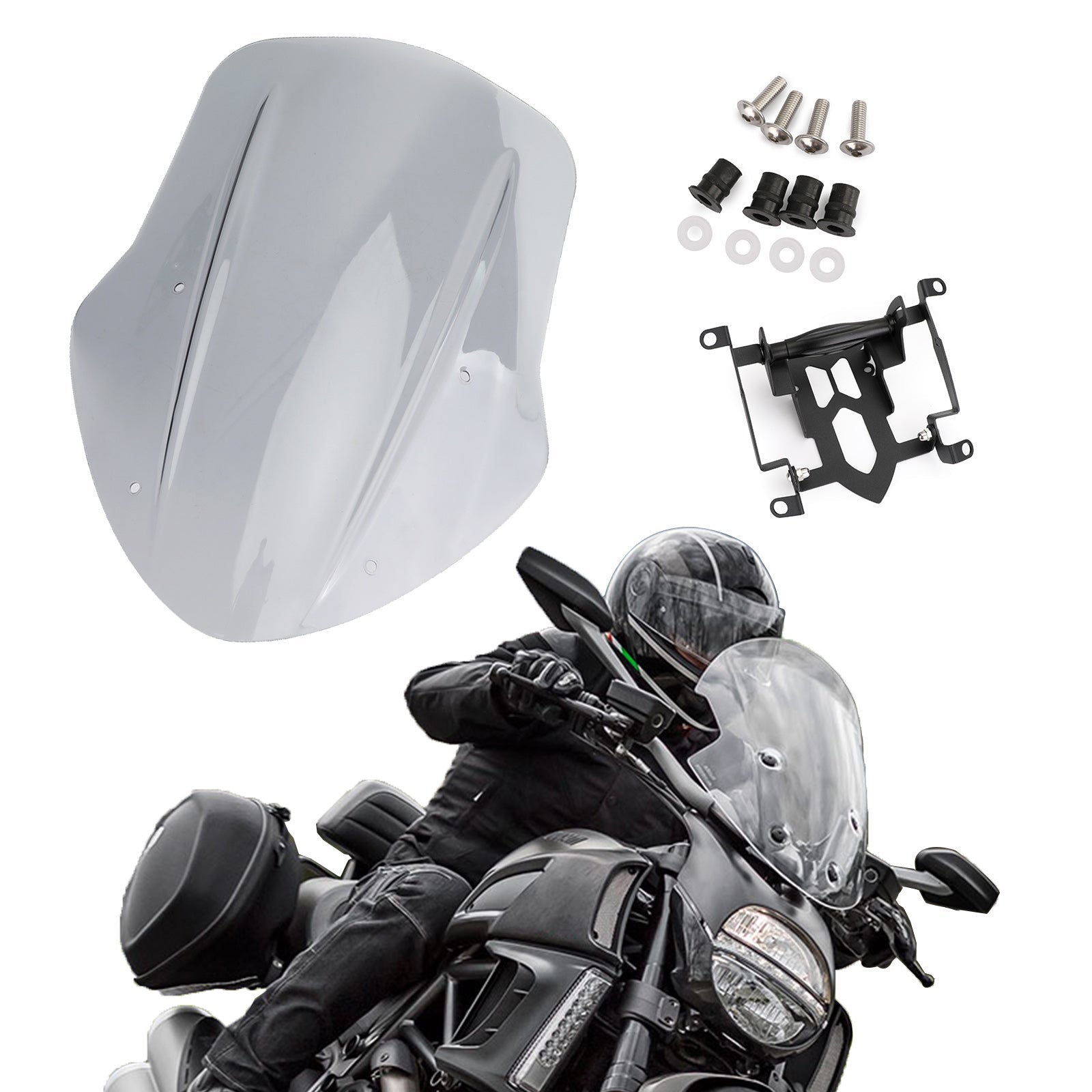 1x Windshield Windscreen Wind Defector protection For Ducati Diavel 2014-2018 Generic