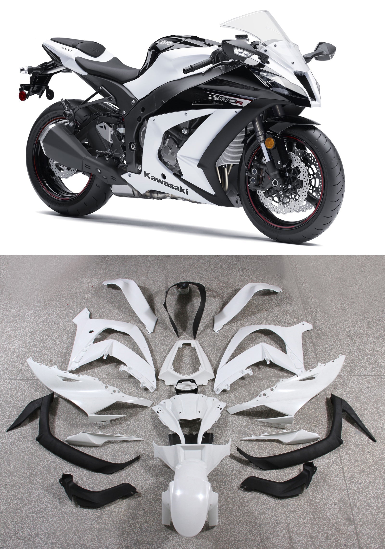 Fairings 2011-2015 Plastics Kawasaki ZX10R Ninja White ZX10R Generic