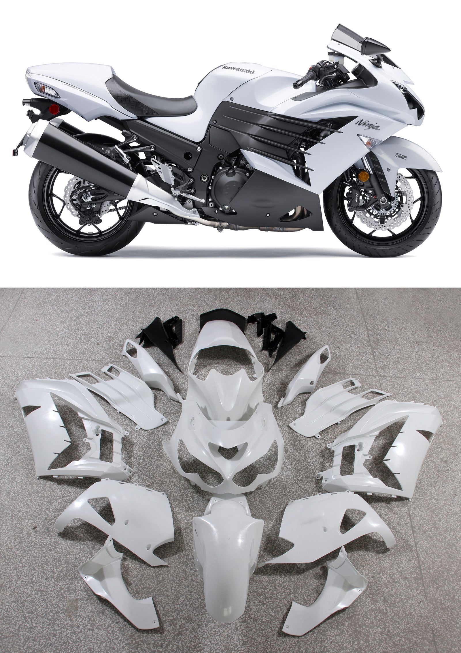 Fairings Plastics 2012-2022 Kawasaki ZX14R Ninja White Generic
