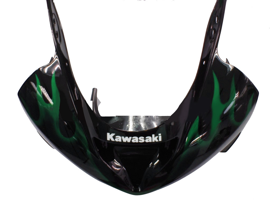 Fairings 2003-2004 Kawasaki ZX6R 636 Black & Green Flame Ninja Generic