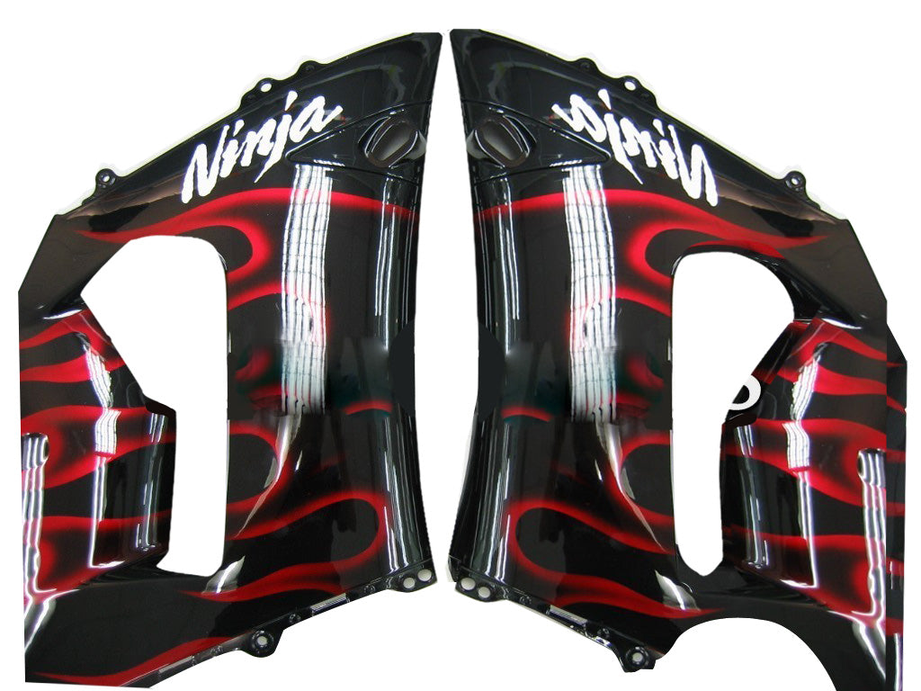 Fairings 2005-2006 Kawasaki ZX6R 636 Black & Red Flame Ninja Generic