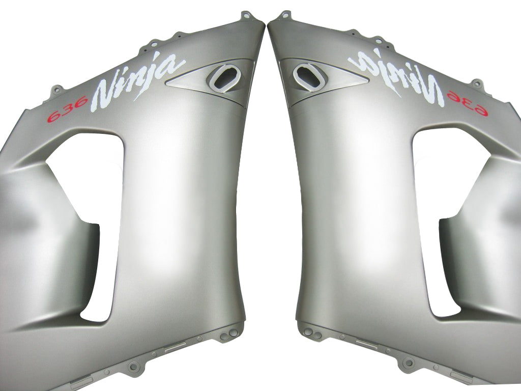 Fairings 2005-2006 Kawasaki ZX6R 636 Matte Silver & Black Ninja Generic
