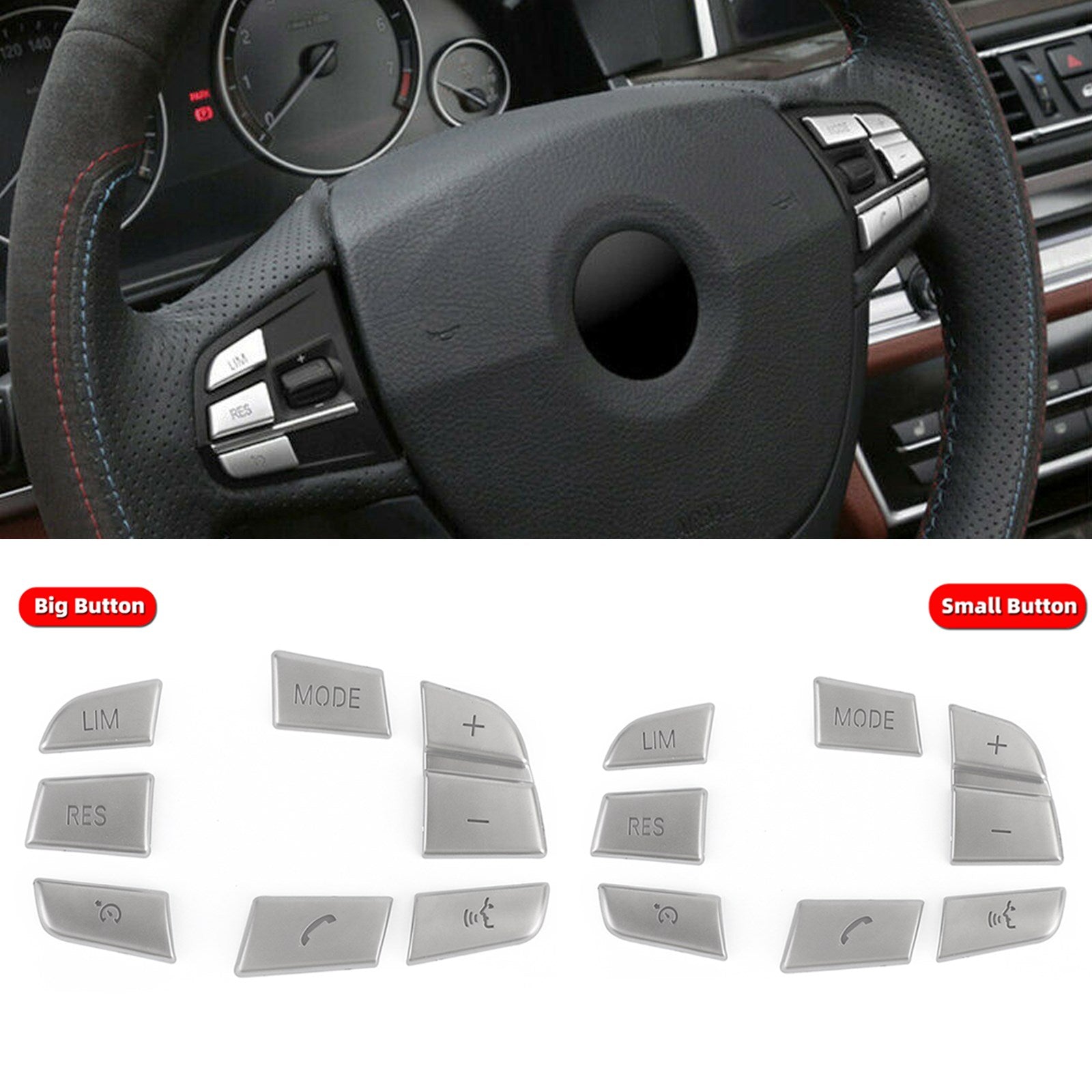 7x Inner Steering Wheel Button Trim Cover Fit For BMW X3 F25???11-17??X4 F26???14-17?? Generic