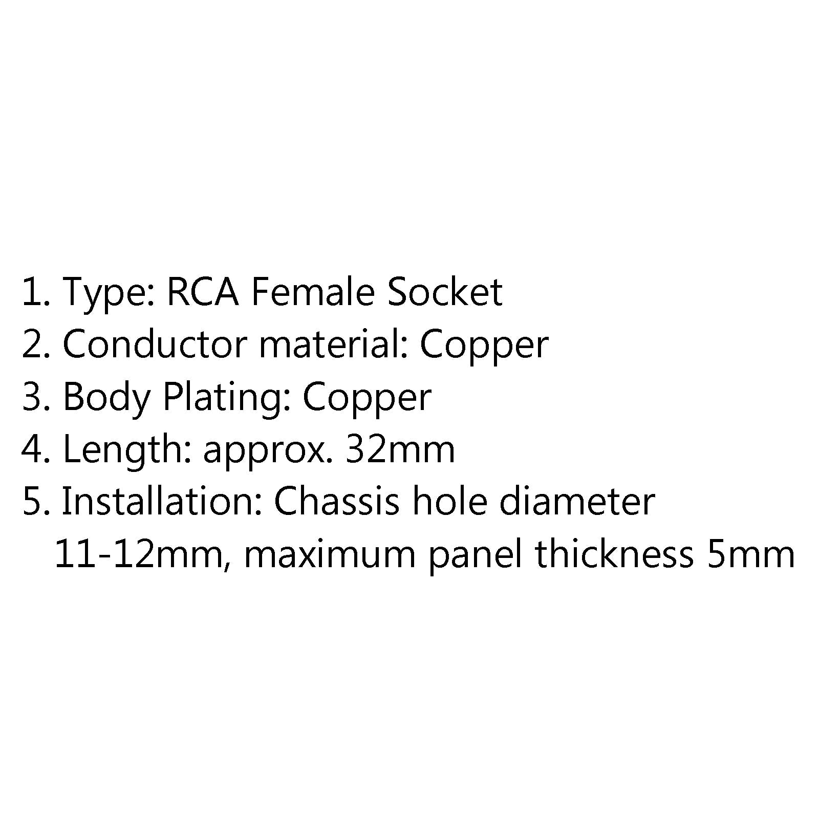 4PCS White RCA Female Socket Chassis Connector High Quality Copper Jack