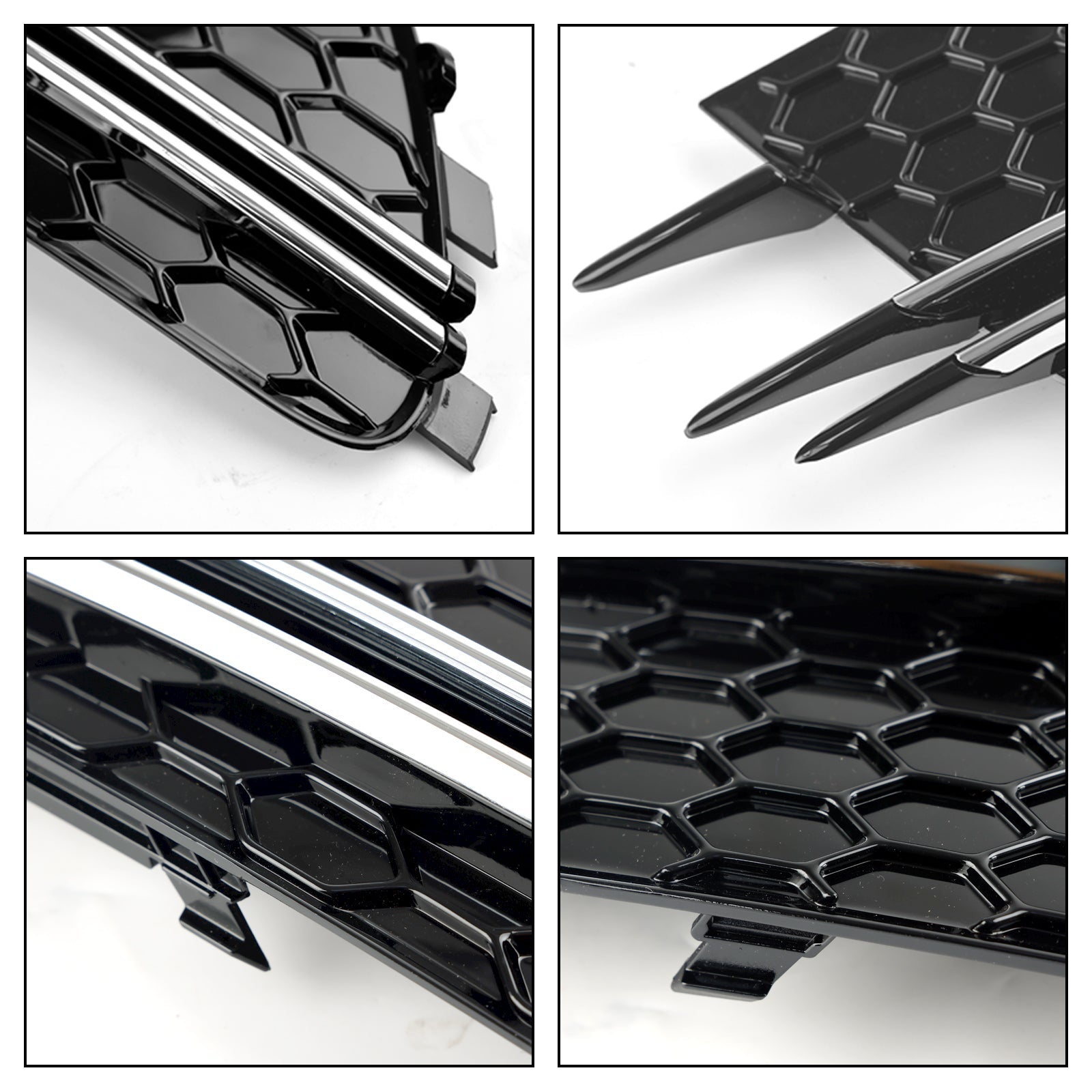 2pcs 전면 안개등 커버 베젤 그릴 그릴 피트 아우디 A6 4G C7 2012-2015