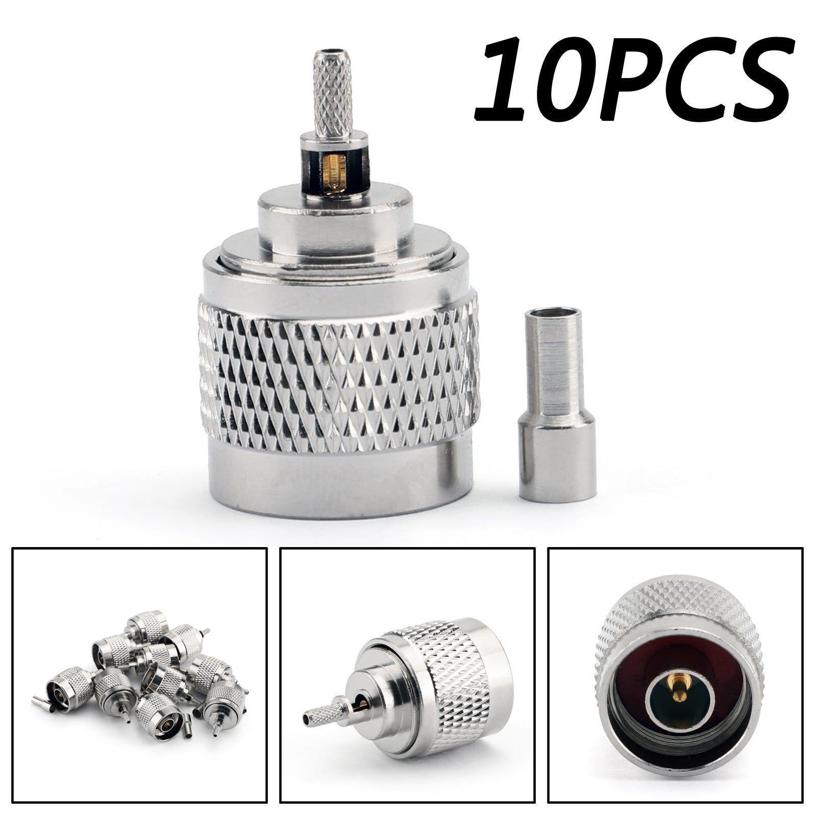 10Pcs Connector N Male Plug Crimp RG174 RG316 LMR100 Cable Straight