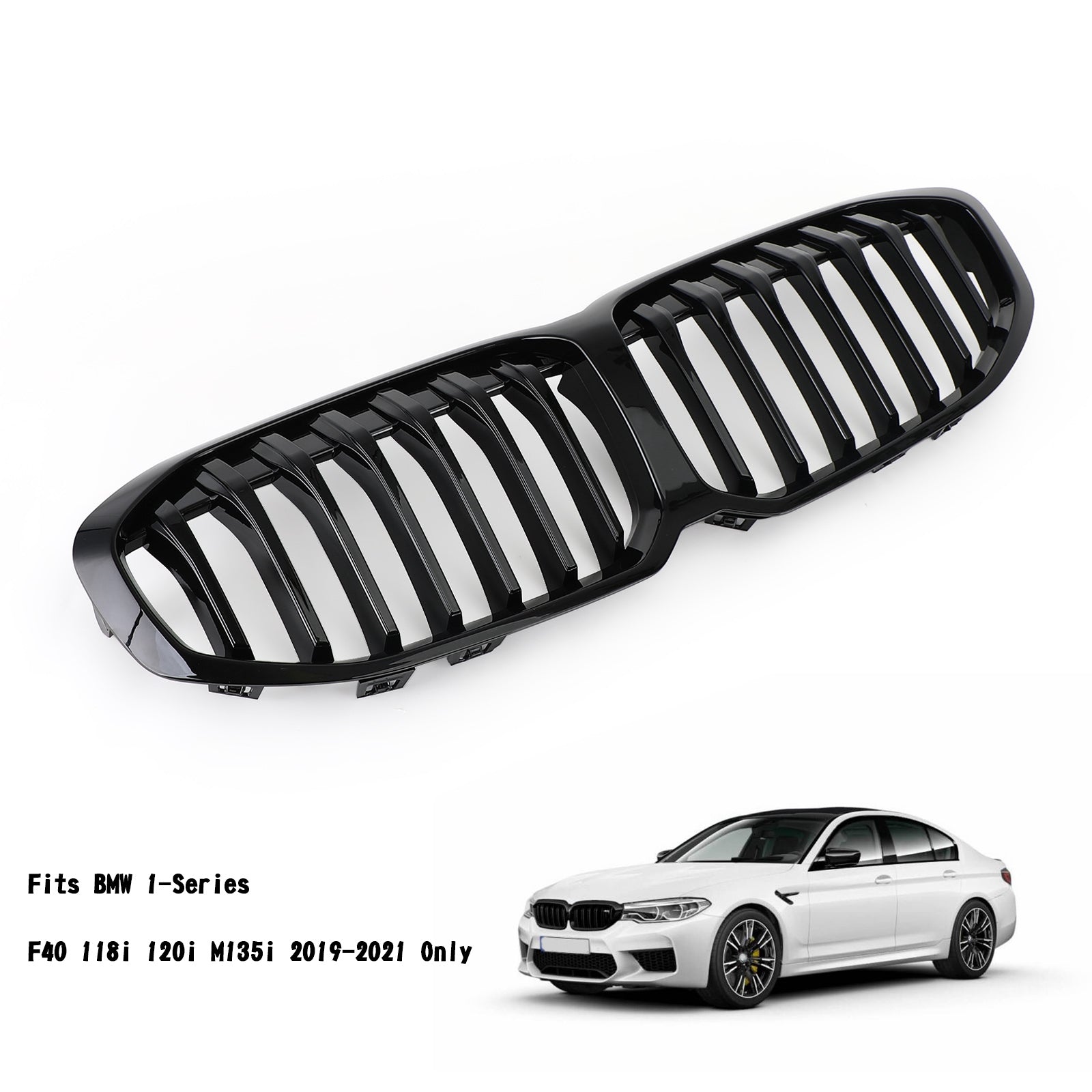 Gloss Black Front Replacement Hood Grille Fit BMW F40 1-Series 2019-2023 Generic