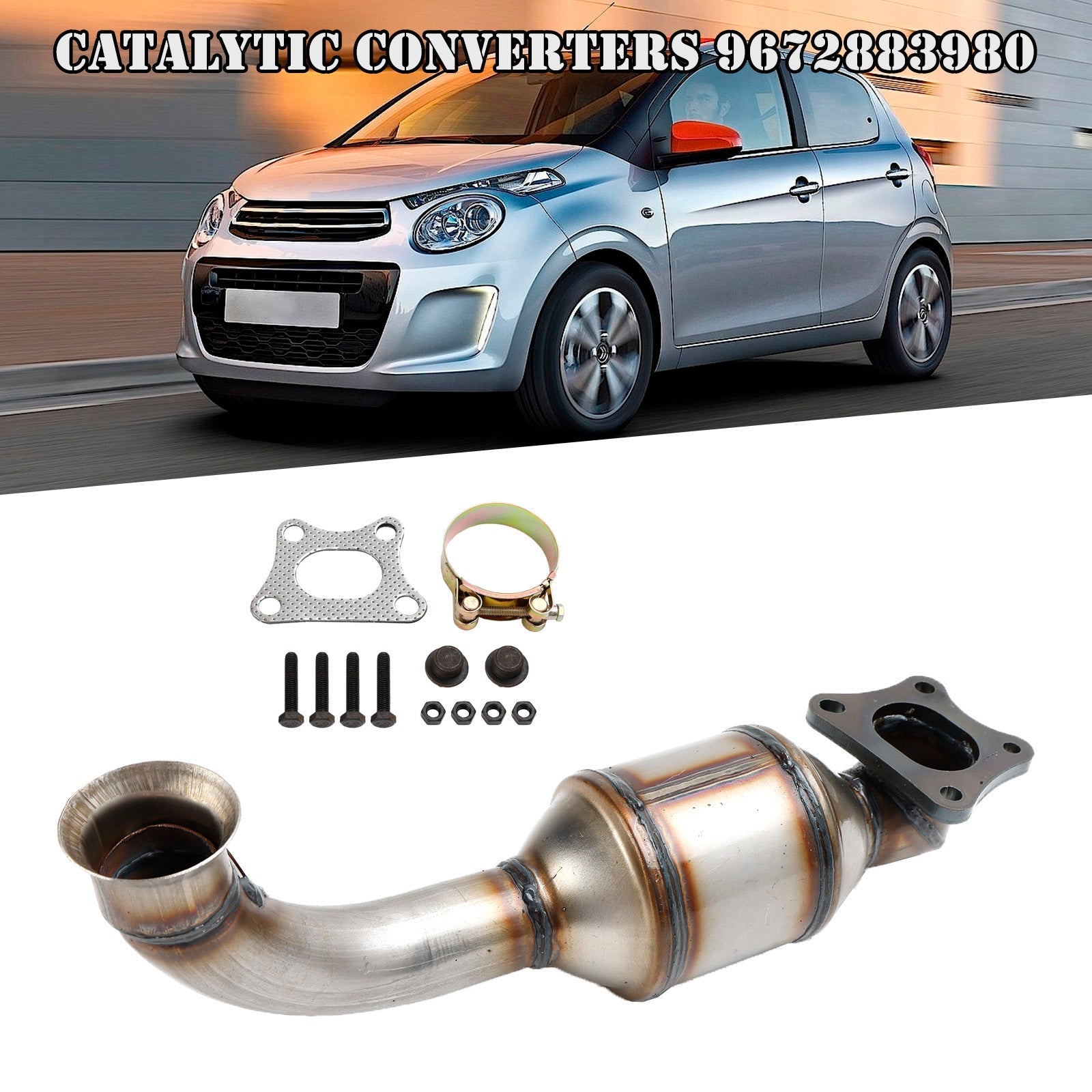 Catalytic Converter 9822117480 Fits For Peugeot 108 208 301 308 II Citroen C1 C3 C4 DS3 1.2 VTi