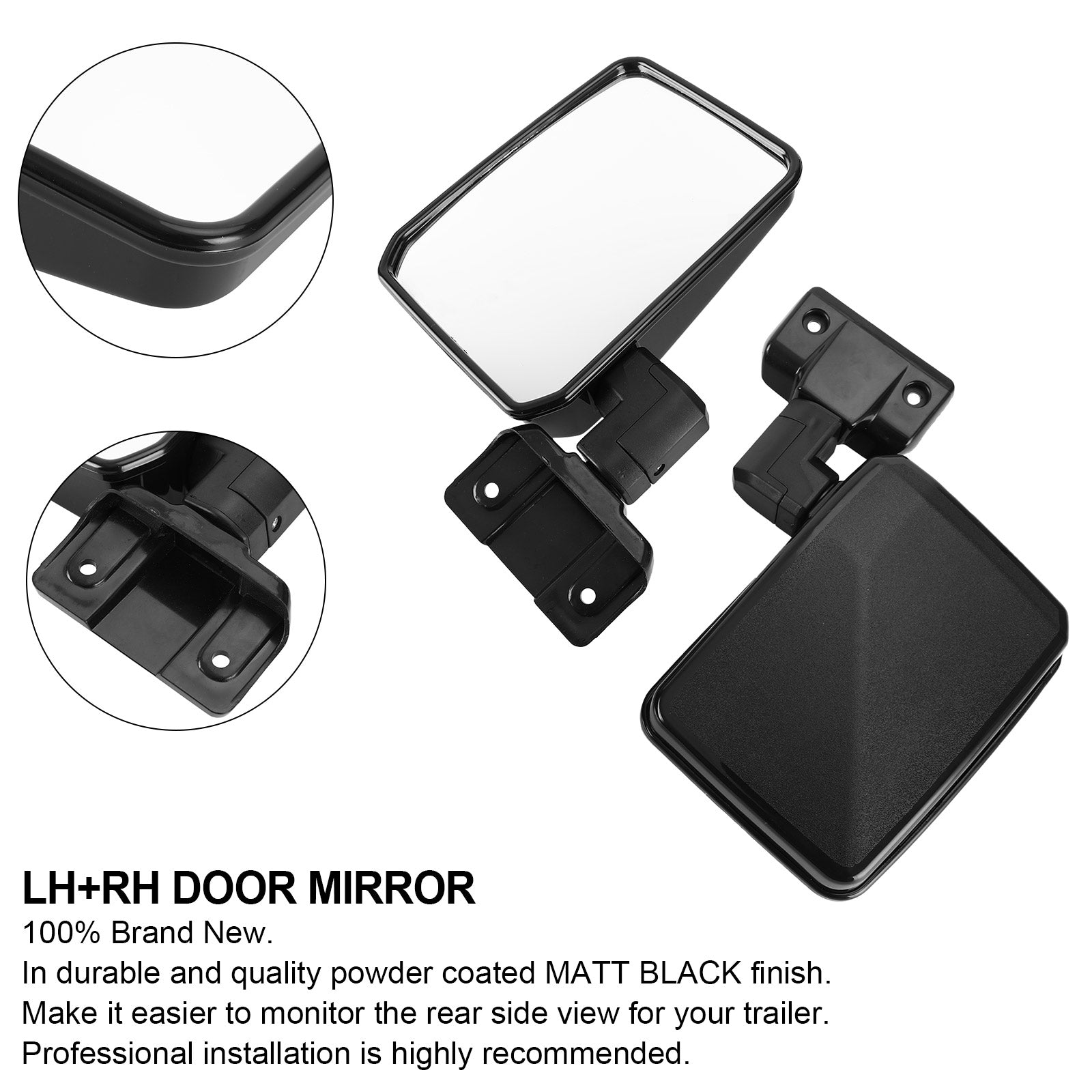 Pair LH + RH Door Mirror For Toyota LandCruiser 70 75 78 Series Ute 1985-2007