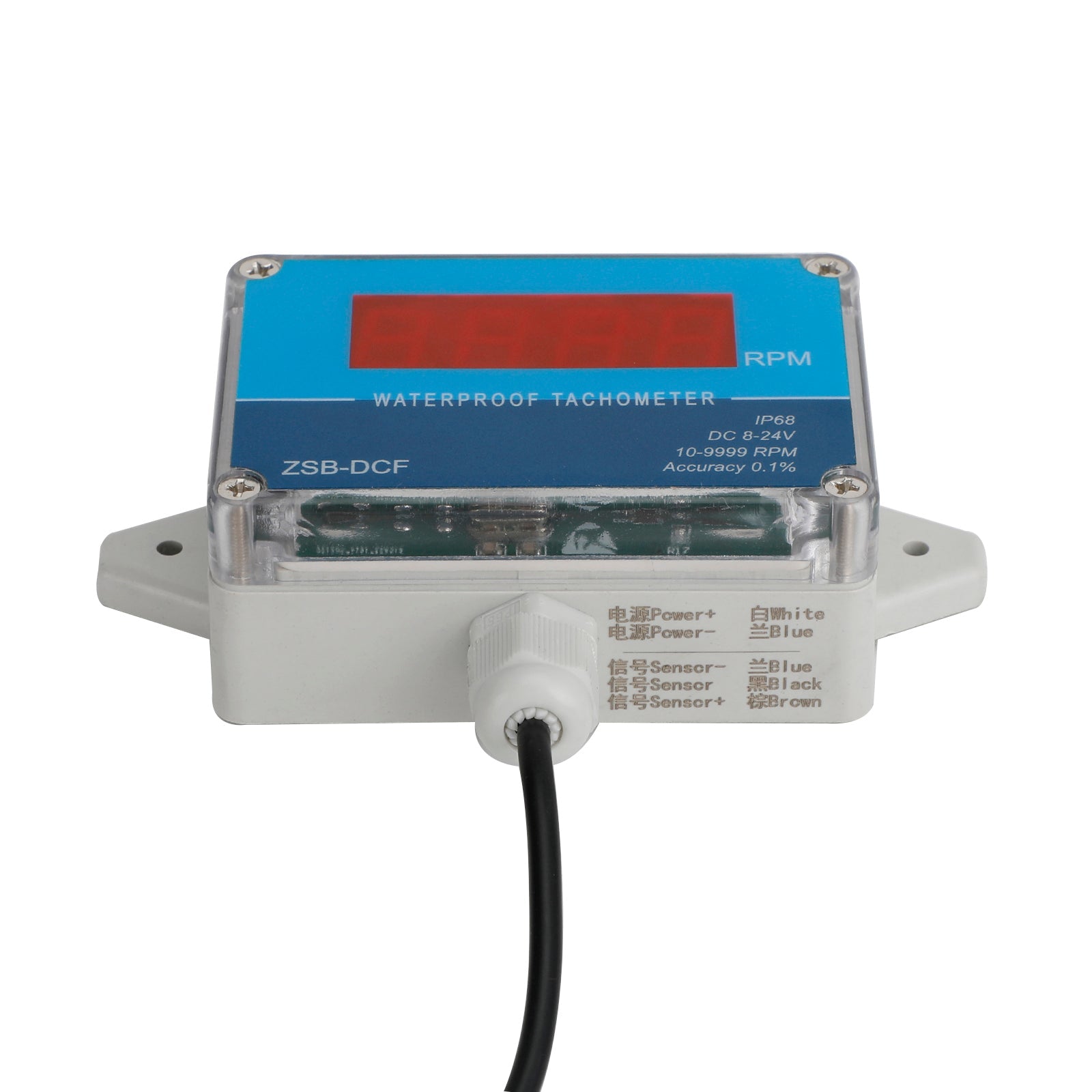 DC 8-24V Hall Tacómetro Digital LED Motor Medidor de velocidad Probador IP68 a prueba de agua