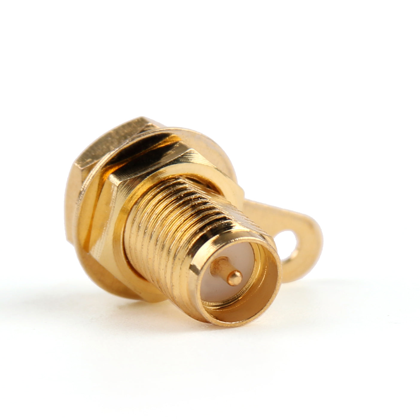 10Pcs Connector RP-SMA Female Plug Bulkhead PTEE Solder Panel Mount Straight