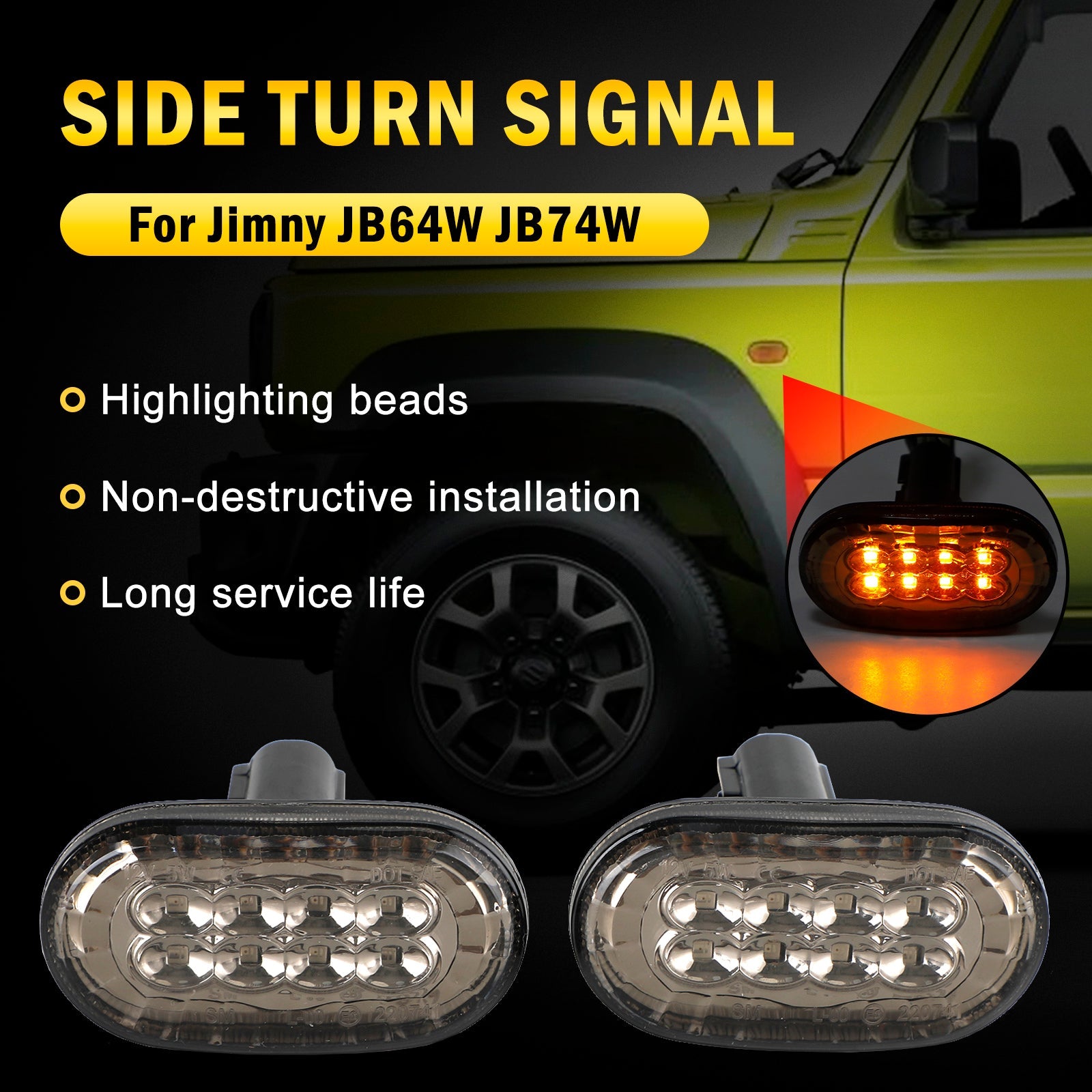 Suzuki Jimny JB64 JB74 Par de luces intermitentes laterales ahumadas