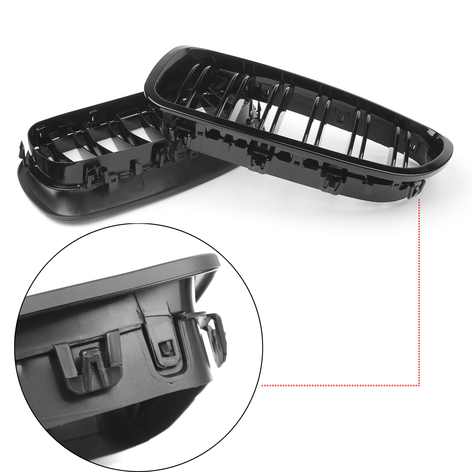 BMW F10 F18 10-16용 더블 라인 글로시 블랙 프런트 후드 키드니 그릴