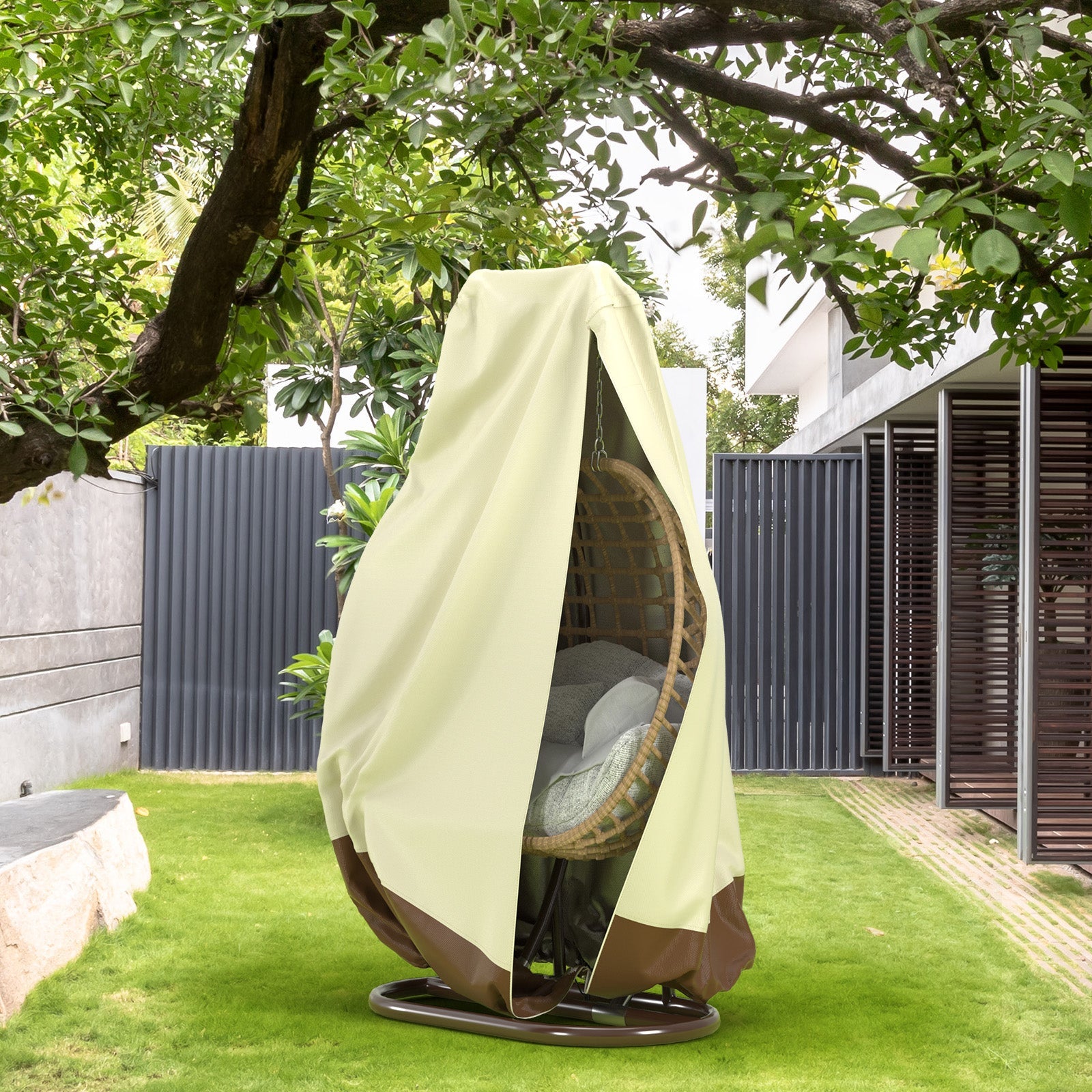 파티오 에그 의자 커버, 야외용 더블 위커 에그 스윙 커버, 방수