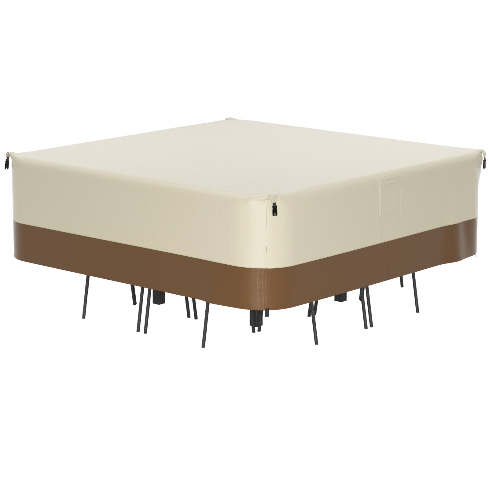 420D Square Waterproof Patio Furniture Cover for Outdoor Table and Chairs