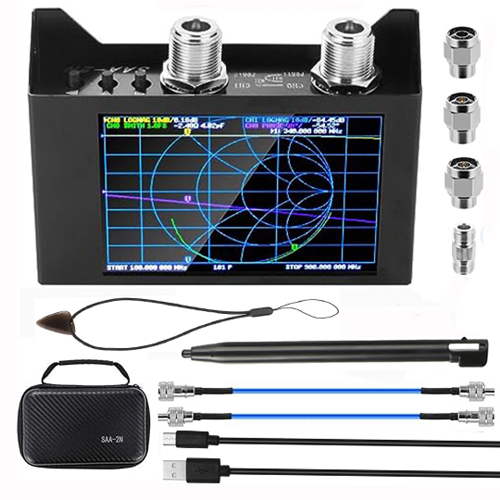 SAA-2N NanoVNA V2 4.0" LCD Vector Network Analyzer 50KHz-3GHz Antenna Analyzer
