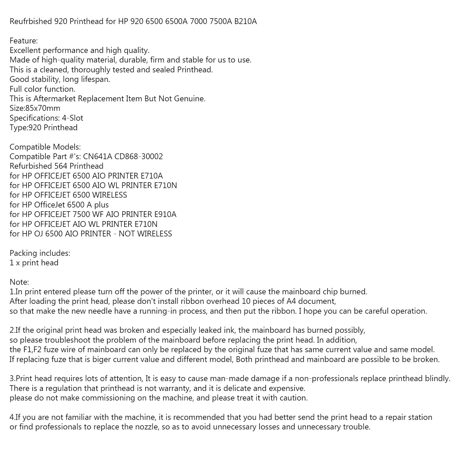 920 4-Slot Printhead for 6500 6500A 7000 7500A E910A E710N B210A Print head CN643