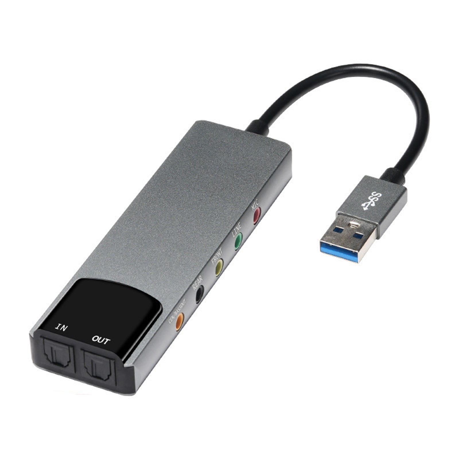 New aluminum alloy USB optical fiber SPDIF sound card computer external multi-function supports AC-3 DTS 5.1 channel