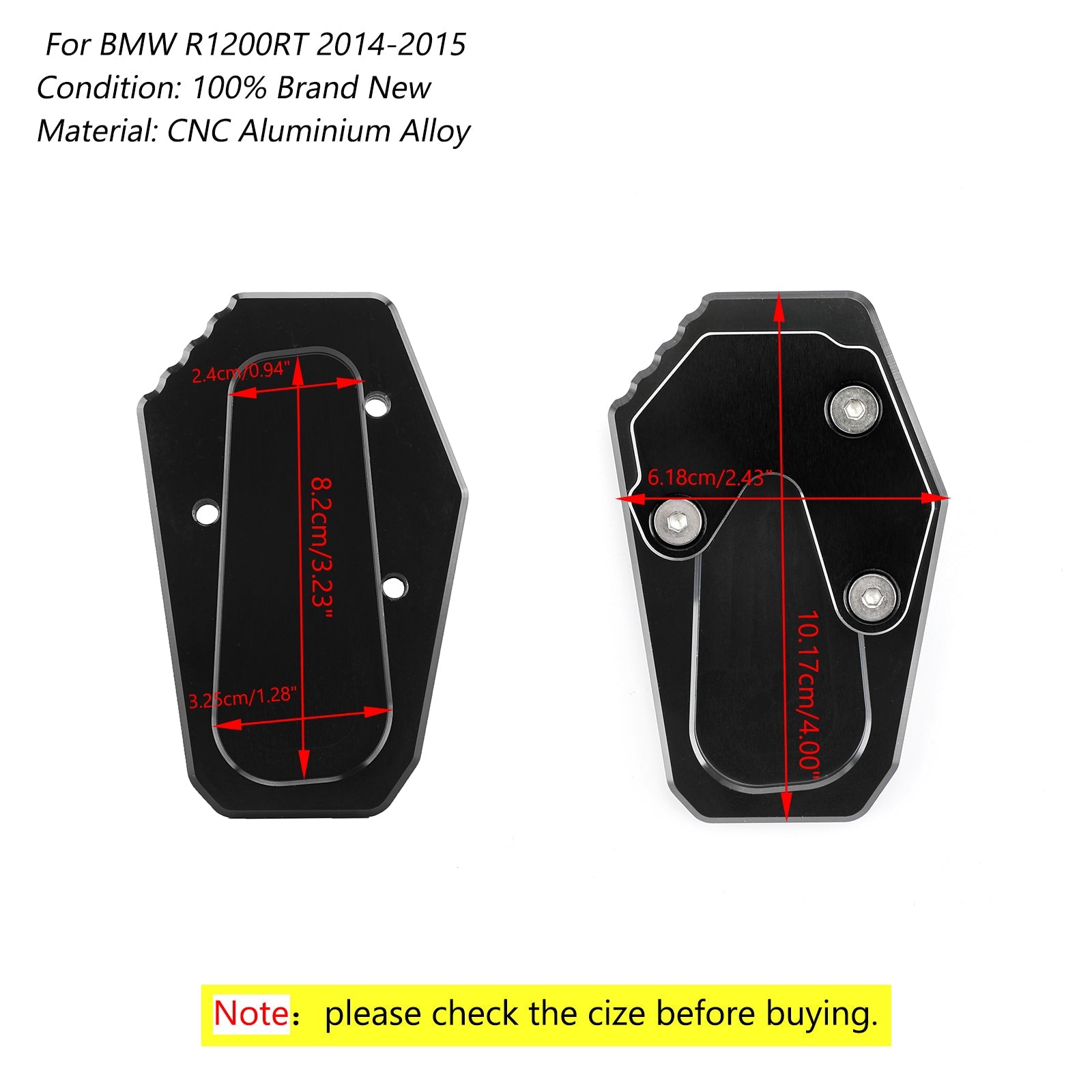 Motorcycle Side Stand Kickstand Pad Extension Plate For BMW R1200RT 14-15 Generic