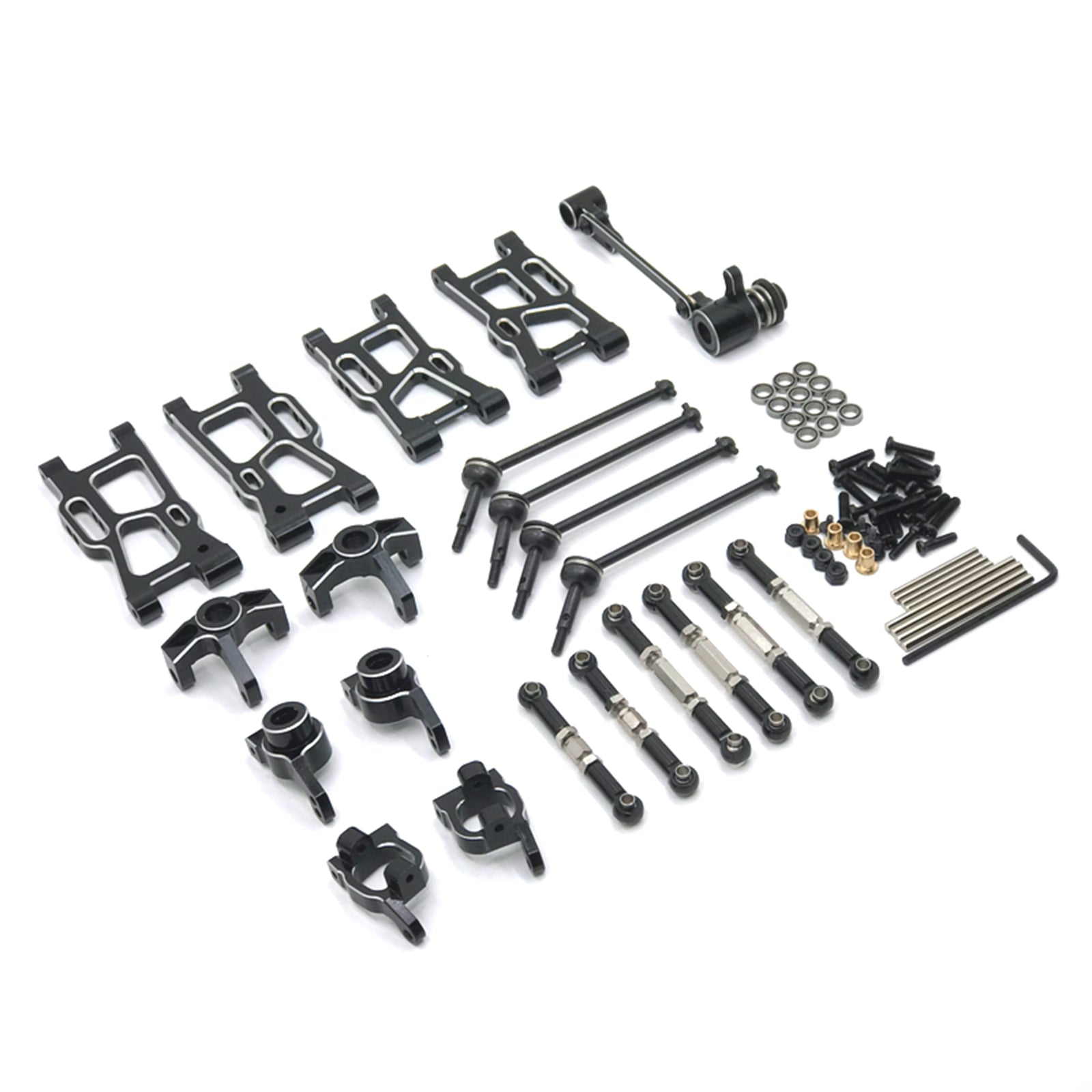 Wltoys 144001 K di parti di aggiornamento in metallo Blocco sterzo con asta di collegamento del braccio oscillante per Wltoys 144001 144002 144010 Accessori per auto RC 1/14  26