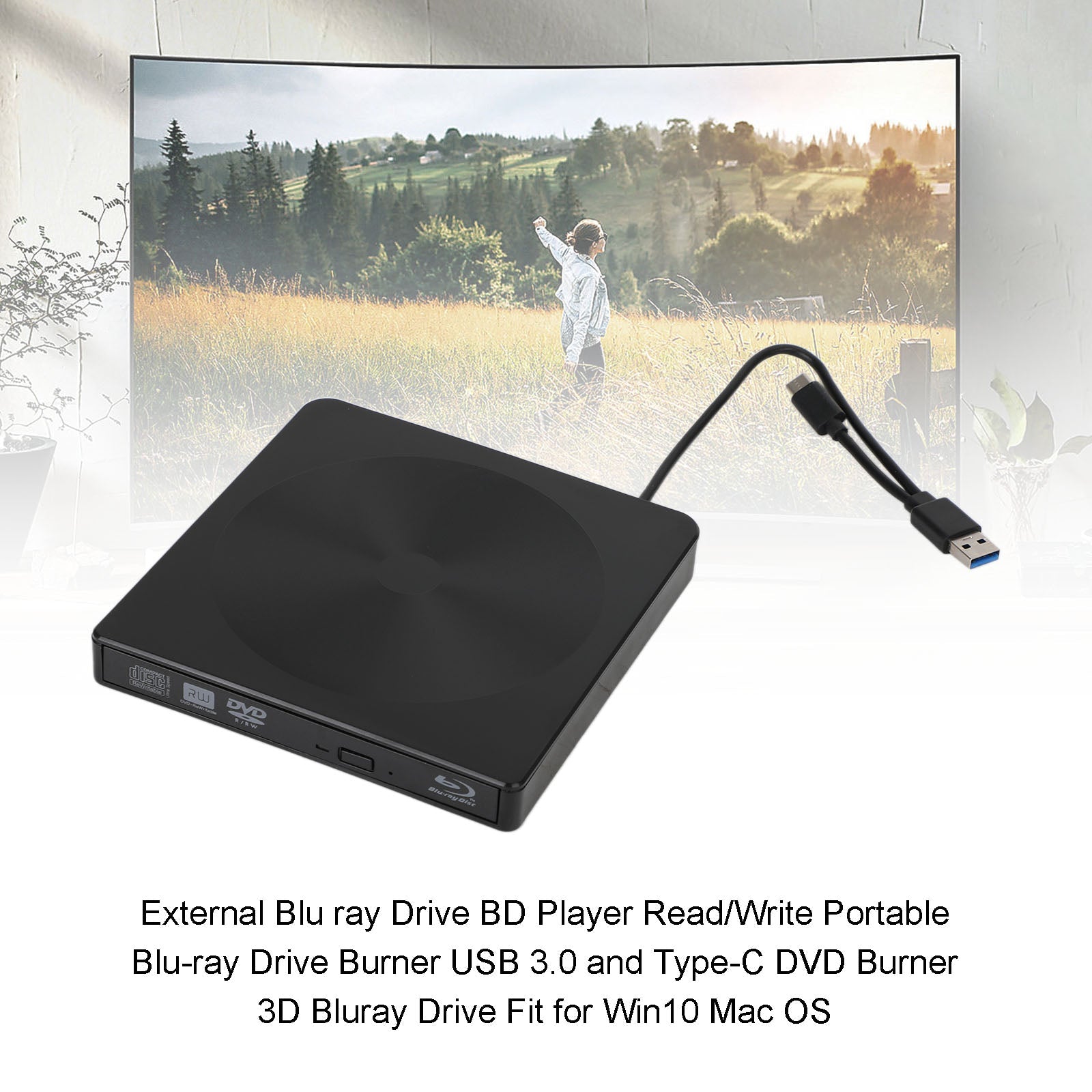 4K Genuine Bluray Burner External USB 3.0 Player BD DVD CD Recorder Cable Drive