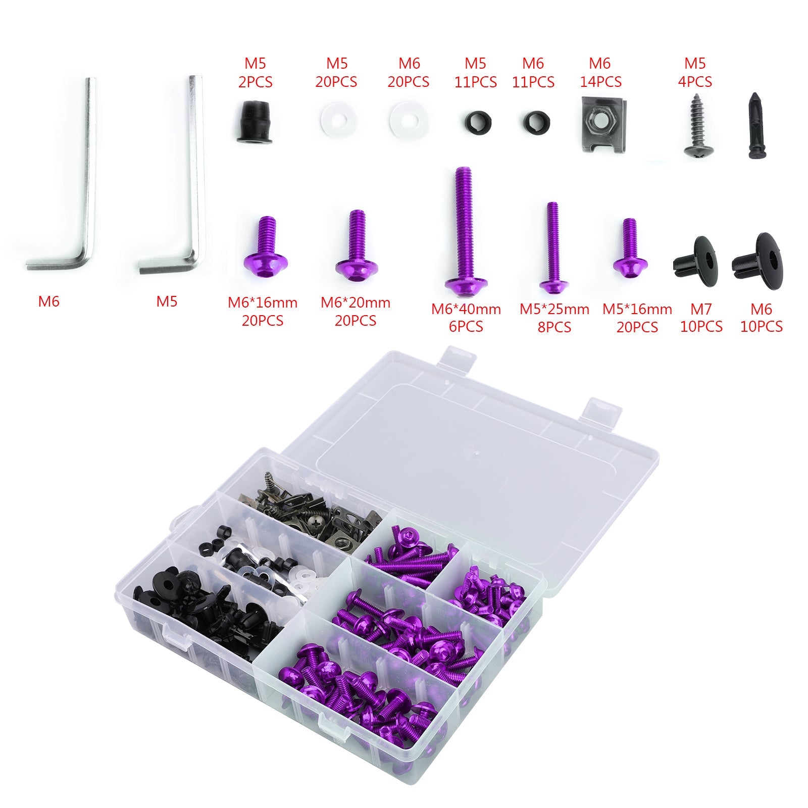 Purple Fairing Bolts Screws Kit For Yamaha YZF R6 R1 R25 R125 R3 T-MAX MT XJR Generic