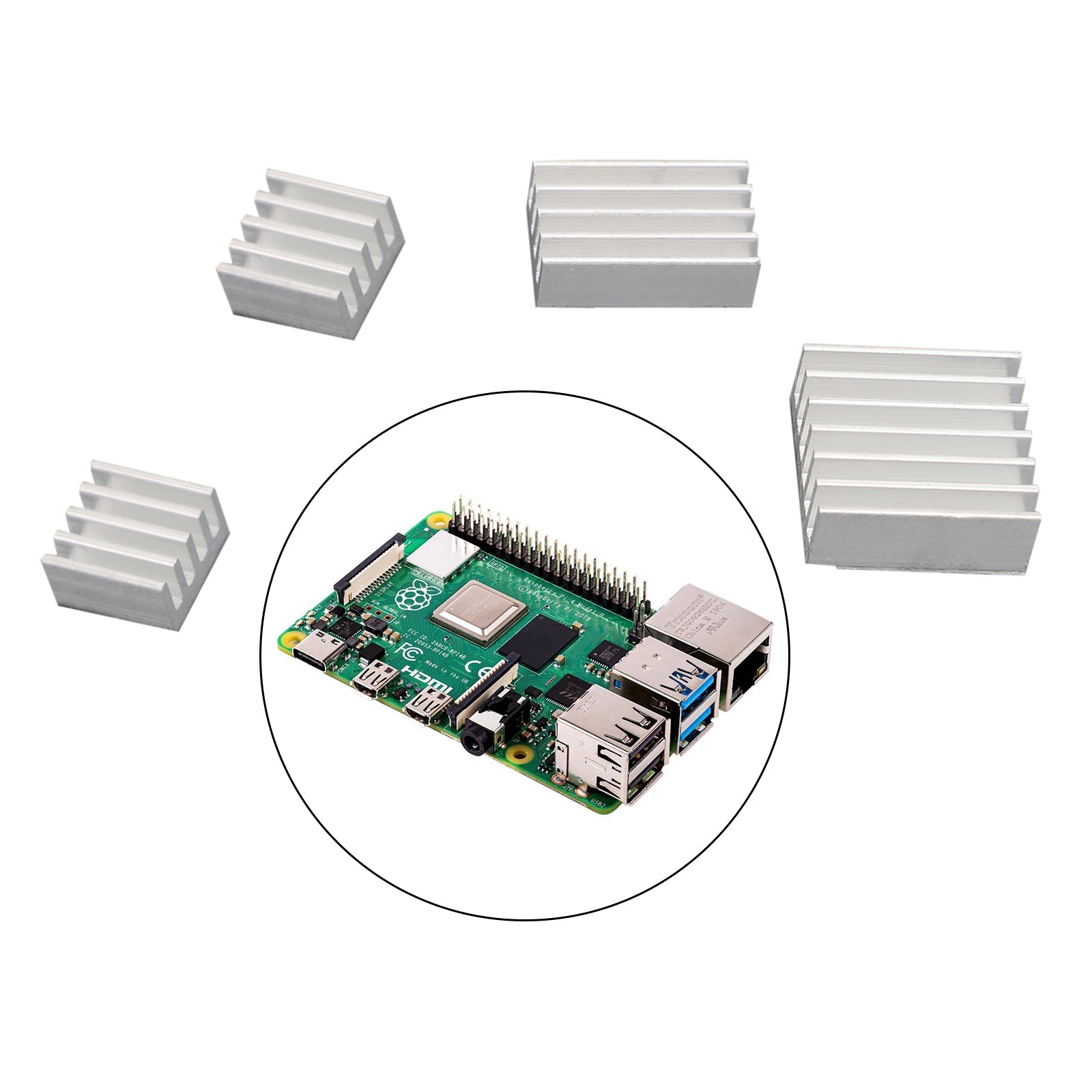 4PCS Aluminum Heatsink Radiator Cooler Kit for Raspberry Pi 4B with St