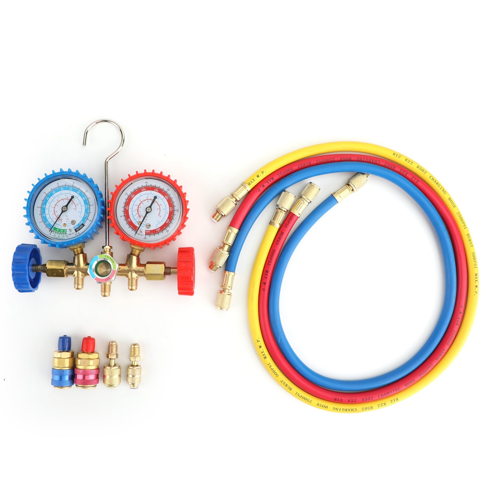 R410A R22 Manifold Gauge Set AC A/C Color Hose Air Conditioner HVAC 66"
