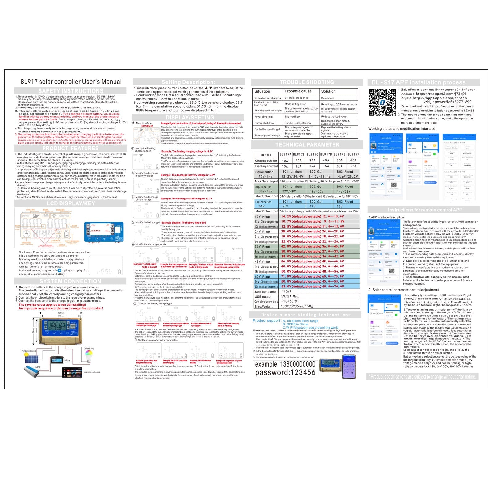 30A/40A/50A/60A MPPT 블루투스 APP 태양광 충전 컨트롤러 충전기 12V-60V 골드
