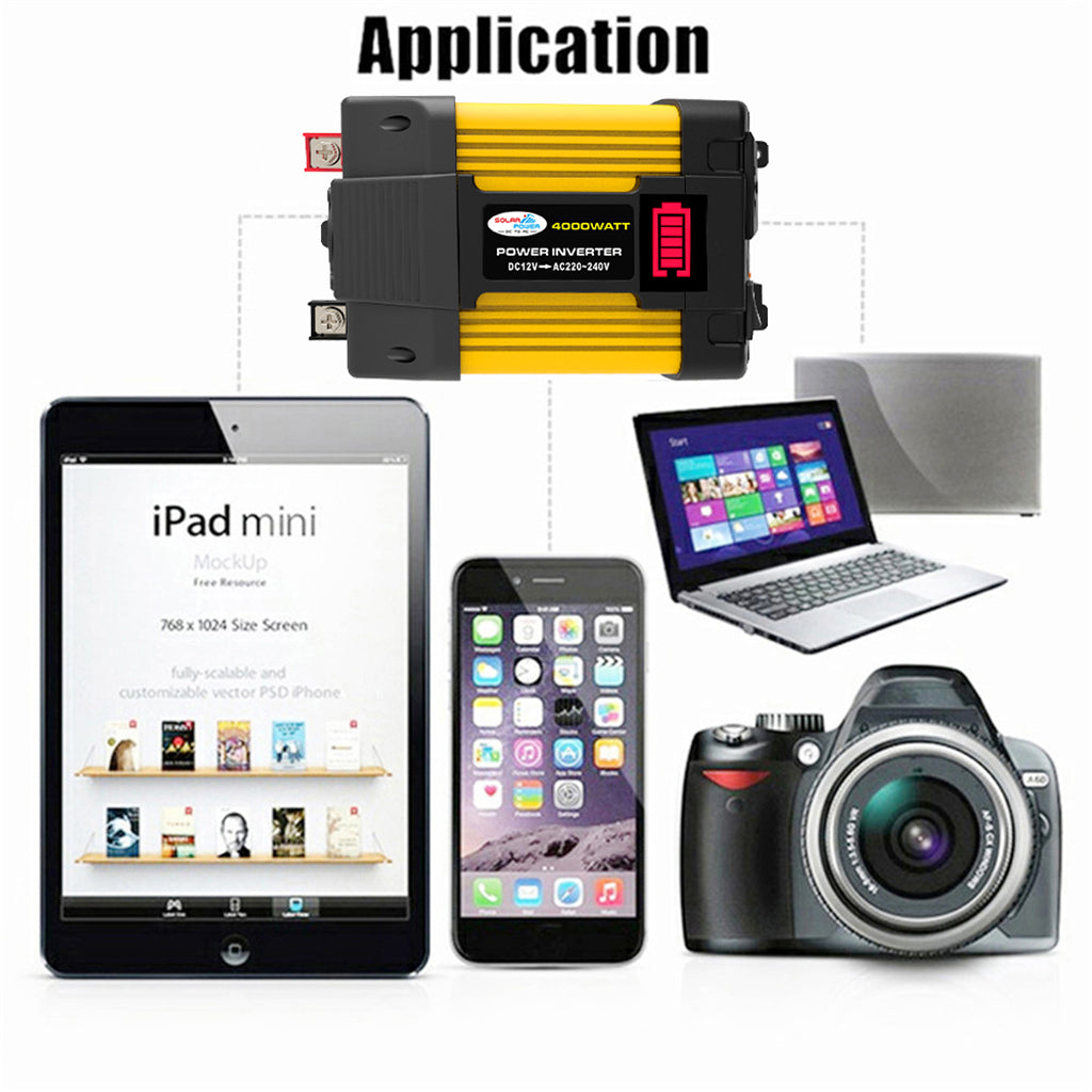 4000W 차량용 사인파 인버터 (LED 디스플레이 포함) DC 12V ~ AC 220V 인버터