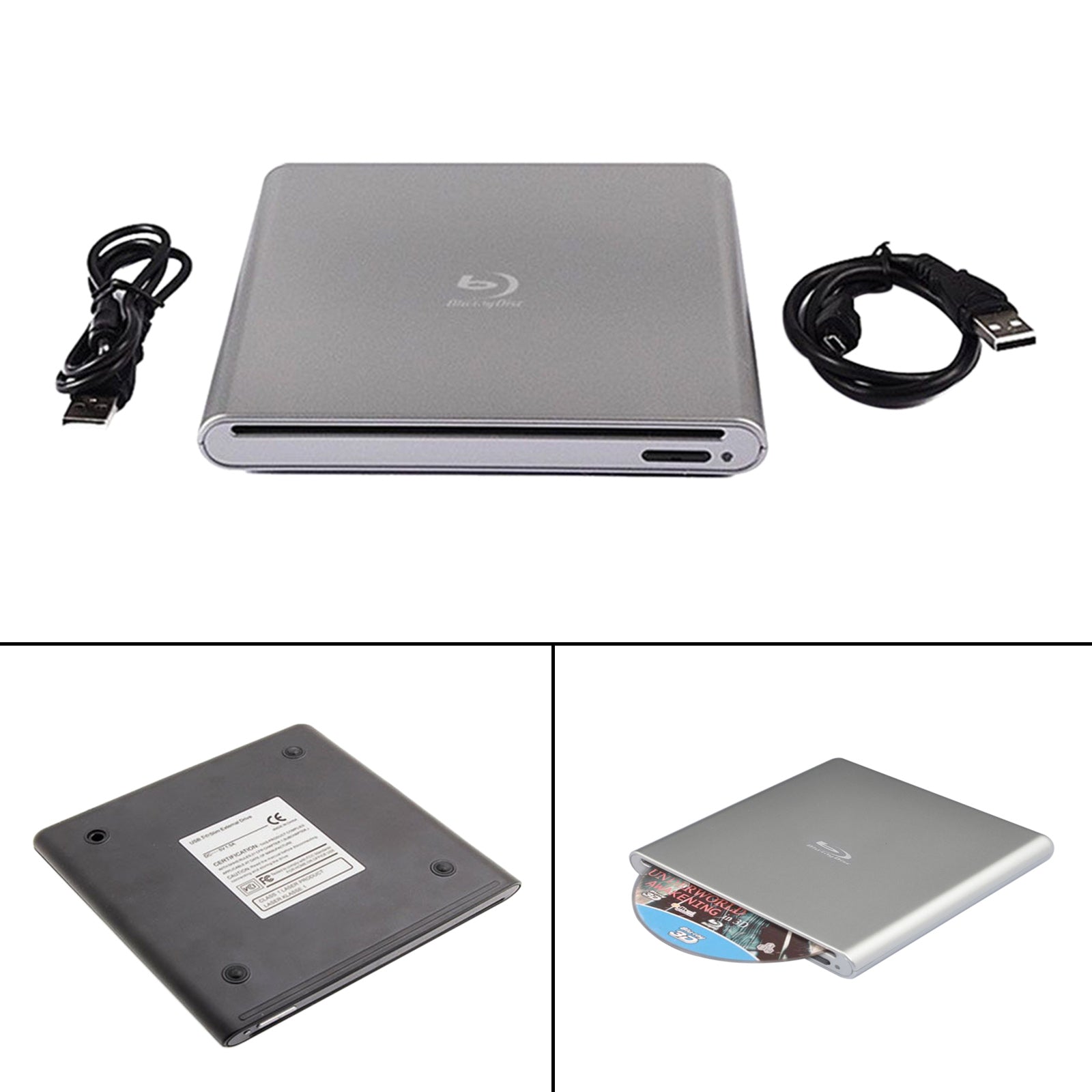4K Genuine Bluray Burner External USB 3.0 Player BD DVD CD Recorder Cable Drive