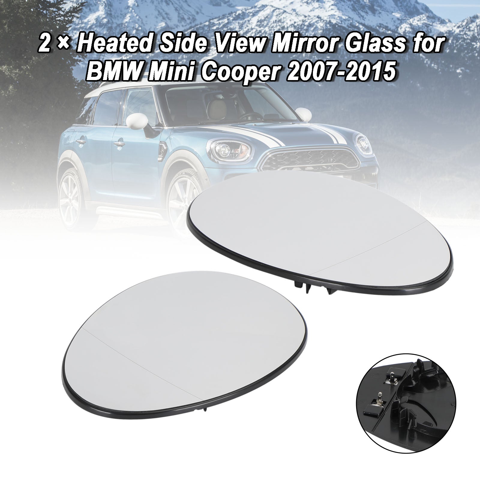 BMW Mini Cooper 2007-2015 2x Heated Side View Mirror Glass