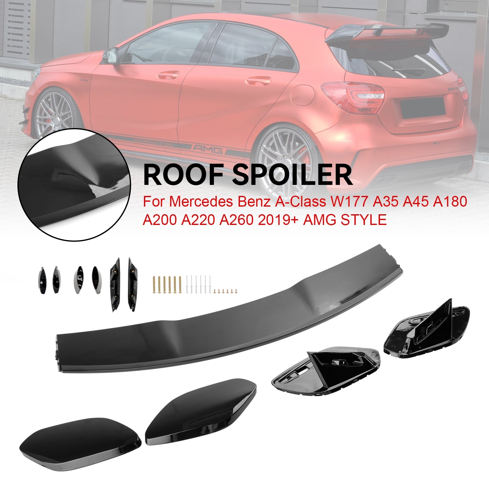 Gloss Black Rear Boot Spoiler Roof Fit Mercedes A-Class W177 A45 A35