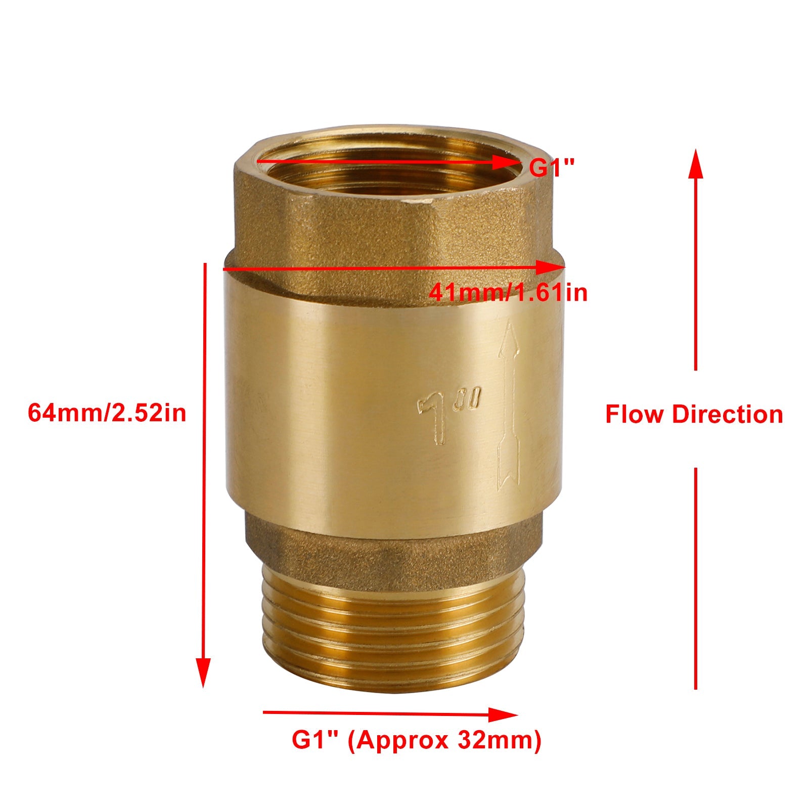Brass Check Valve G1/2" G3/4" G1" M To F Thread Non-Return Backflow Prevention