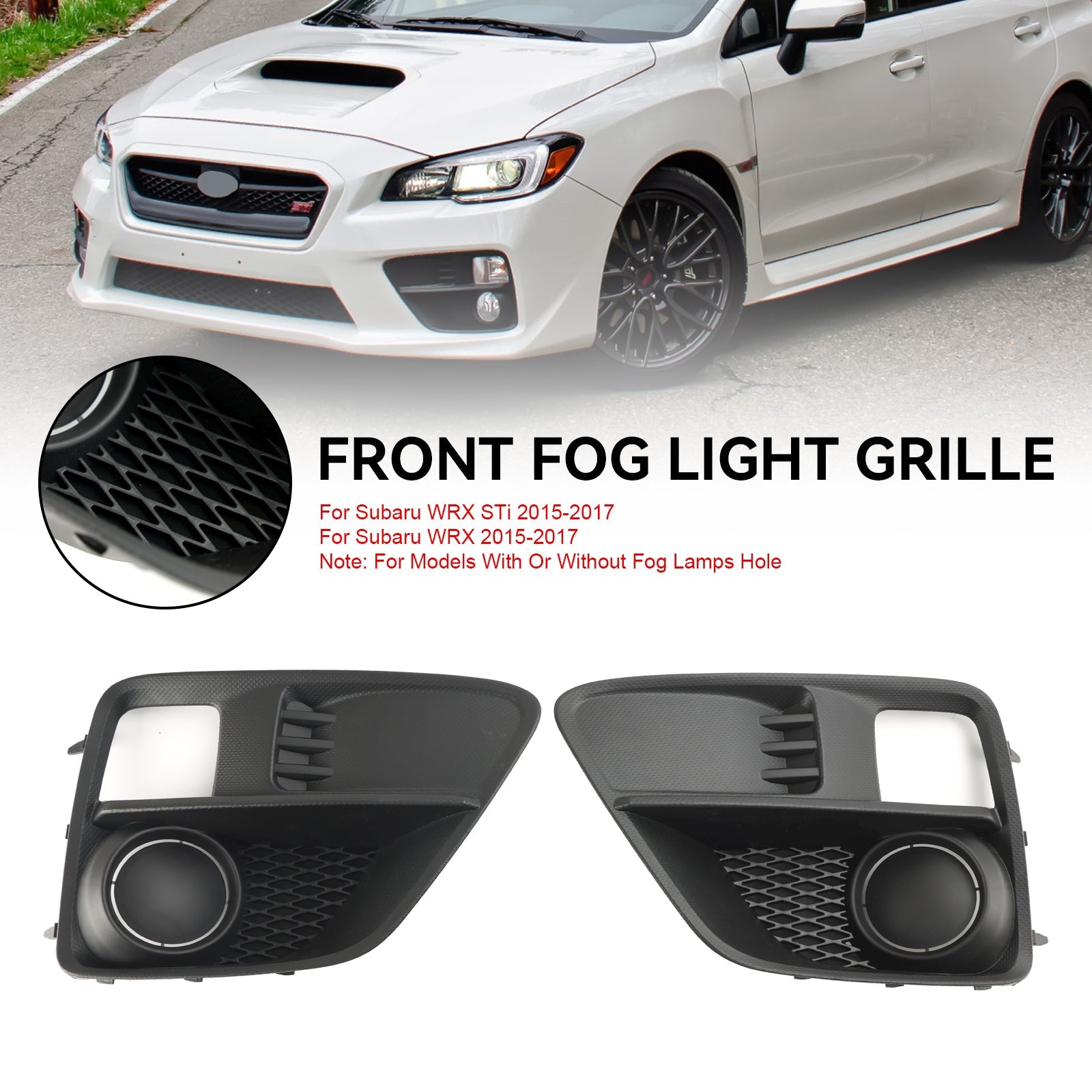 Subaru WRX & STI 2015-2017 2PCS 전면 안개등 커버 베젤 그릴 그릴