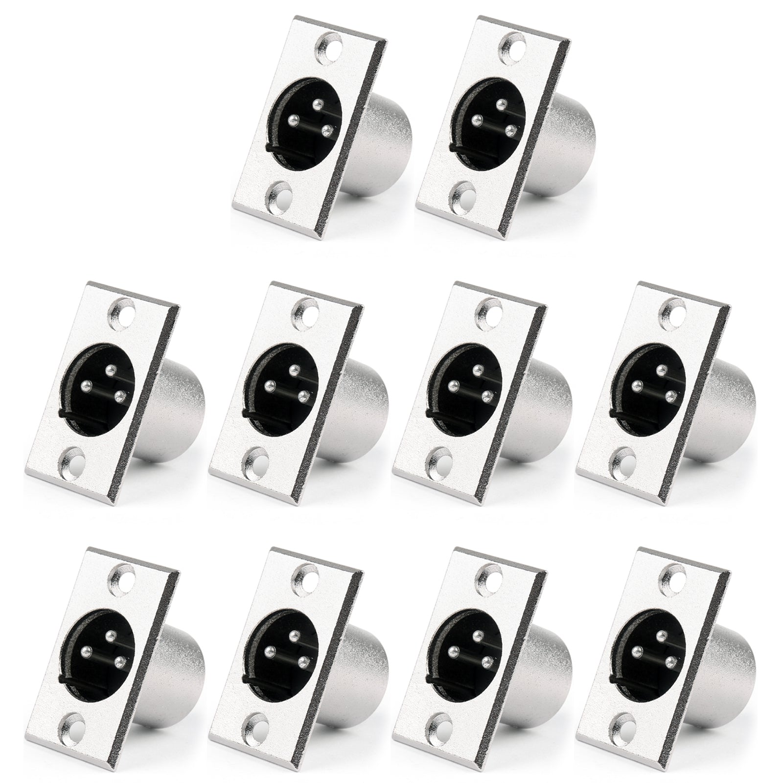 10Pcs XLR 3Pin Metal Male Jack Panel Mount Chassis PCB Socket For Microphone