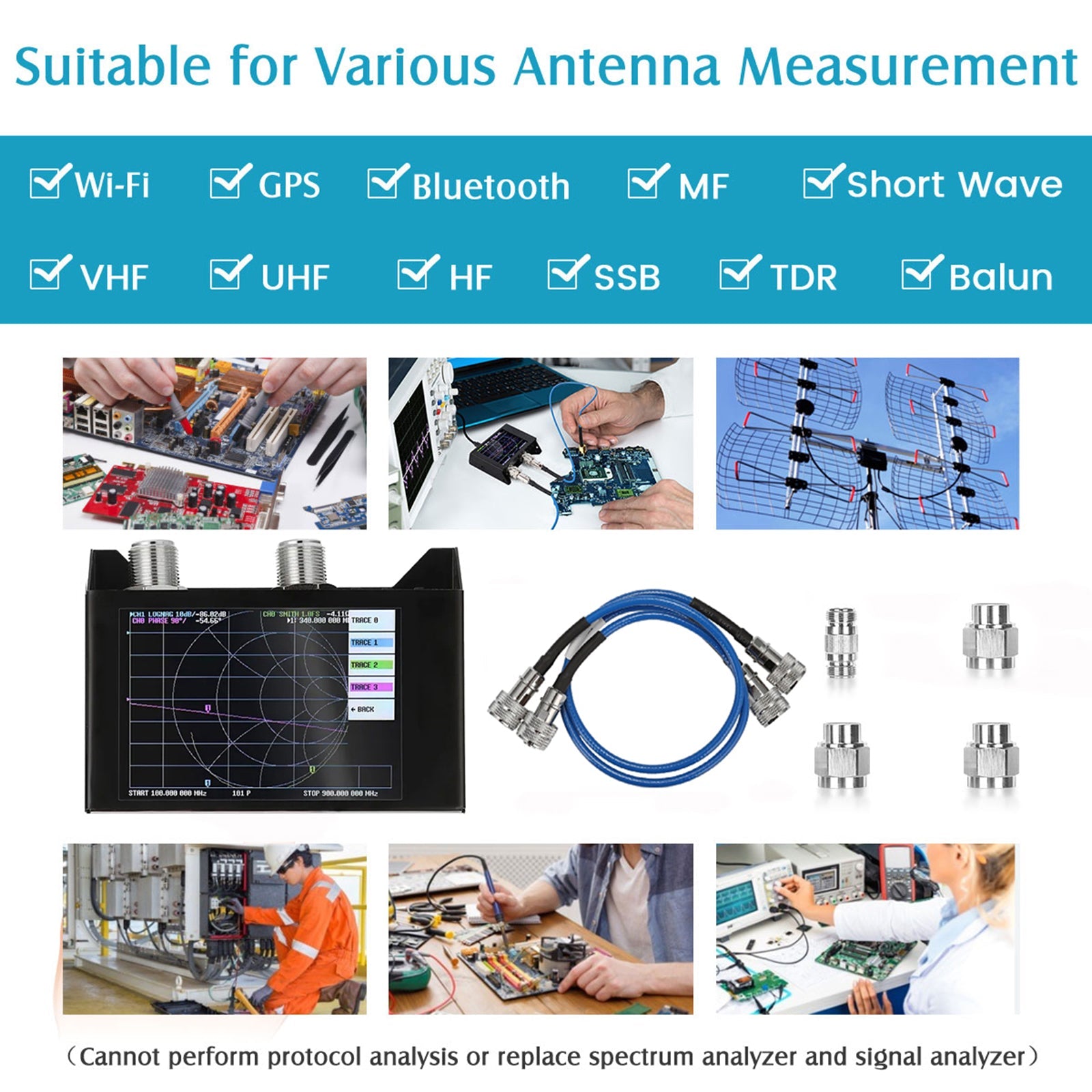 SAA-2N NanoVNA V2 4.0" LCD Vector Network Analyzer 50KHz-3GHz Antenna Analyzer