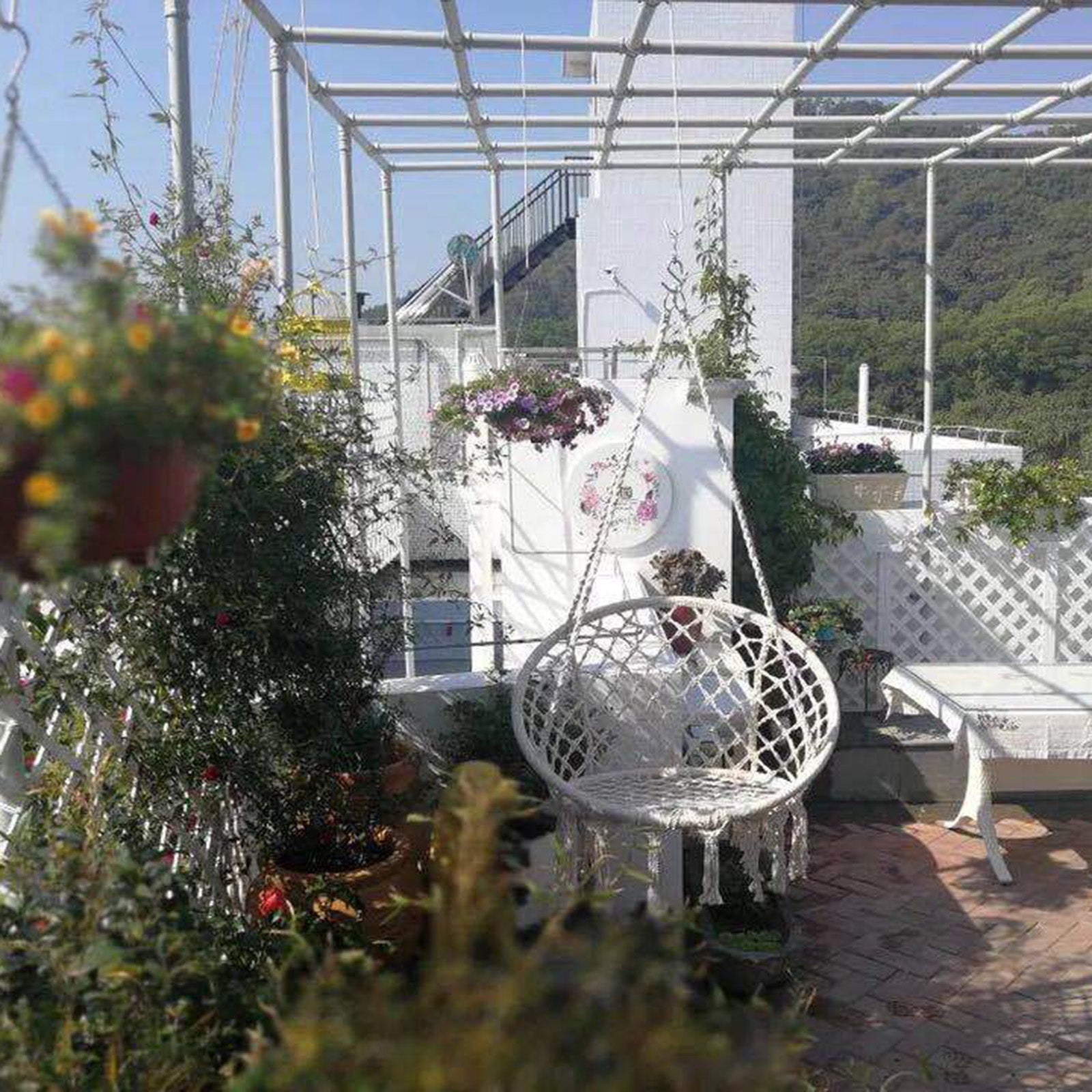 Hammock Chair Rope Hanging Swing Round Indoor Ourdoor Patio Bedroom Hammock