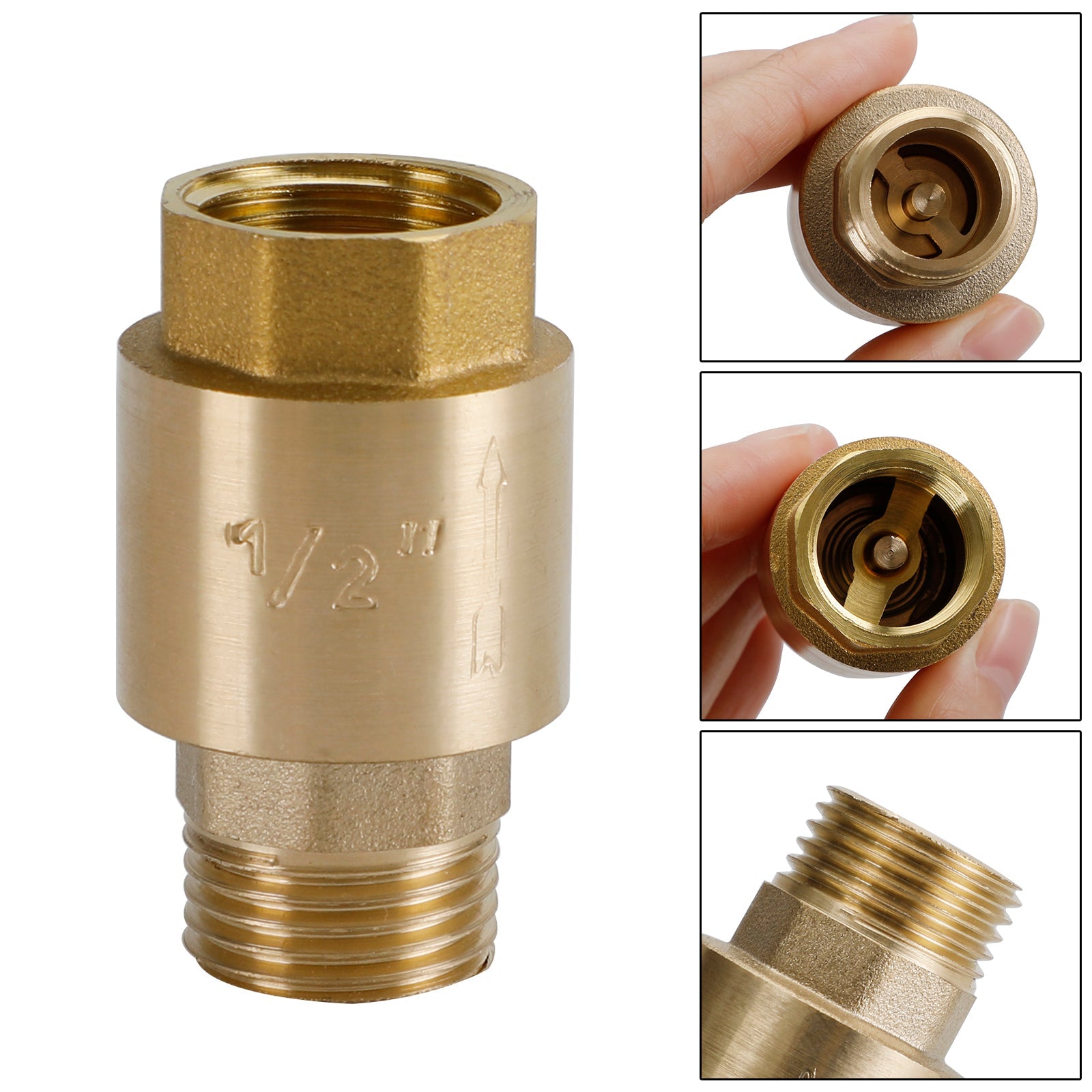 Brass Check Valve G1/2" G3/4" G1" M To F Thread Non-Return Backflow Prevention