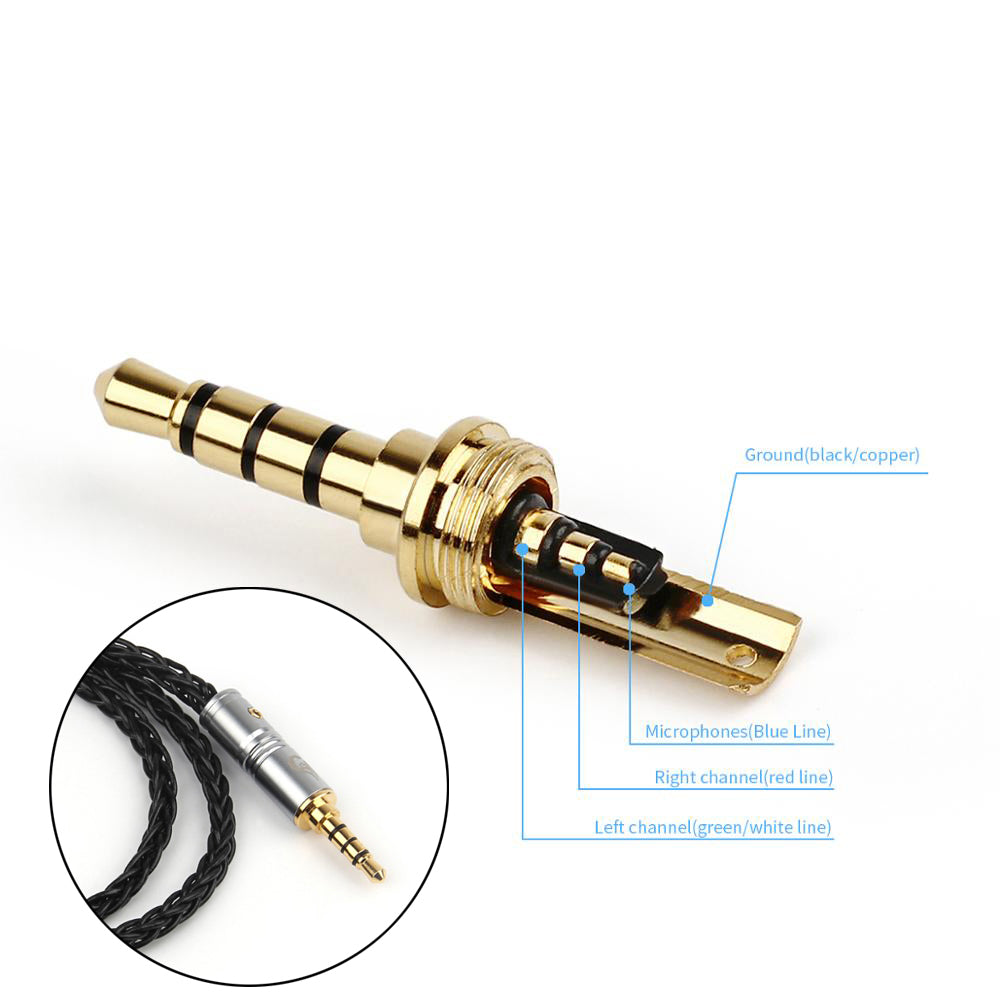 5PCS 3.5mm 4 Pole Stereo Earphone Pins Gold-Plated Audio Connector Silver