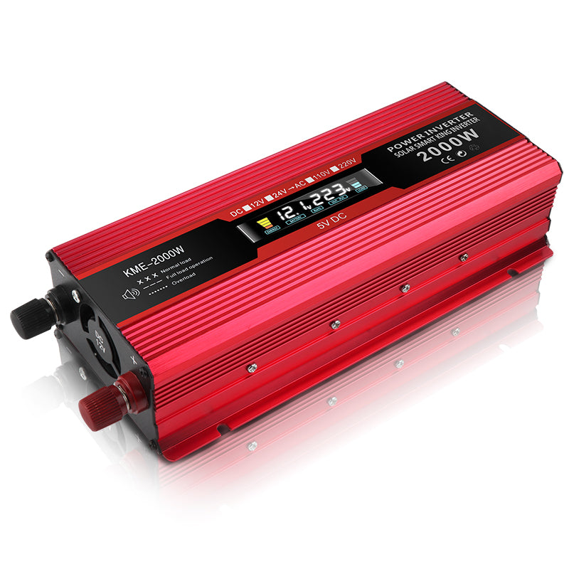 자동차 전원 변환기 인버터 DC 12V ~ AC 220V LCD 2000W 변압기 LED 디스플레이