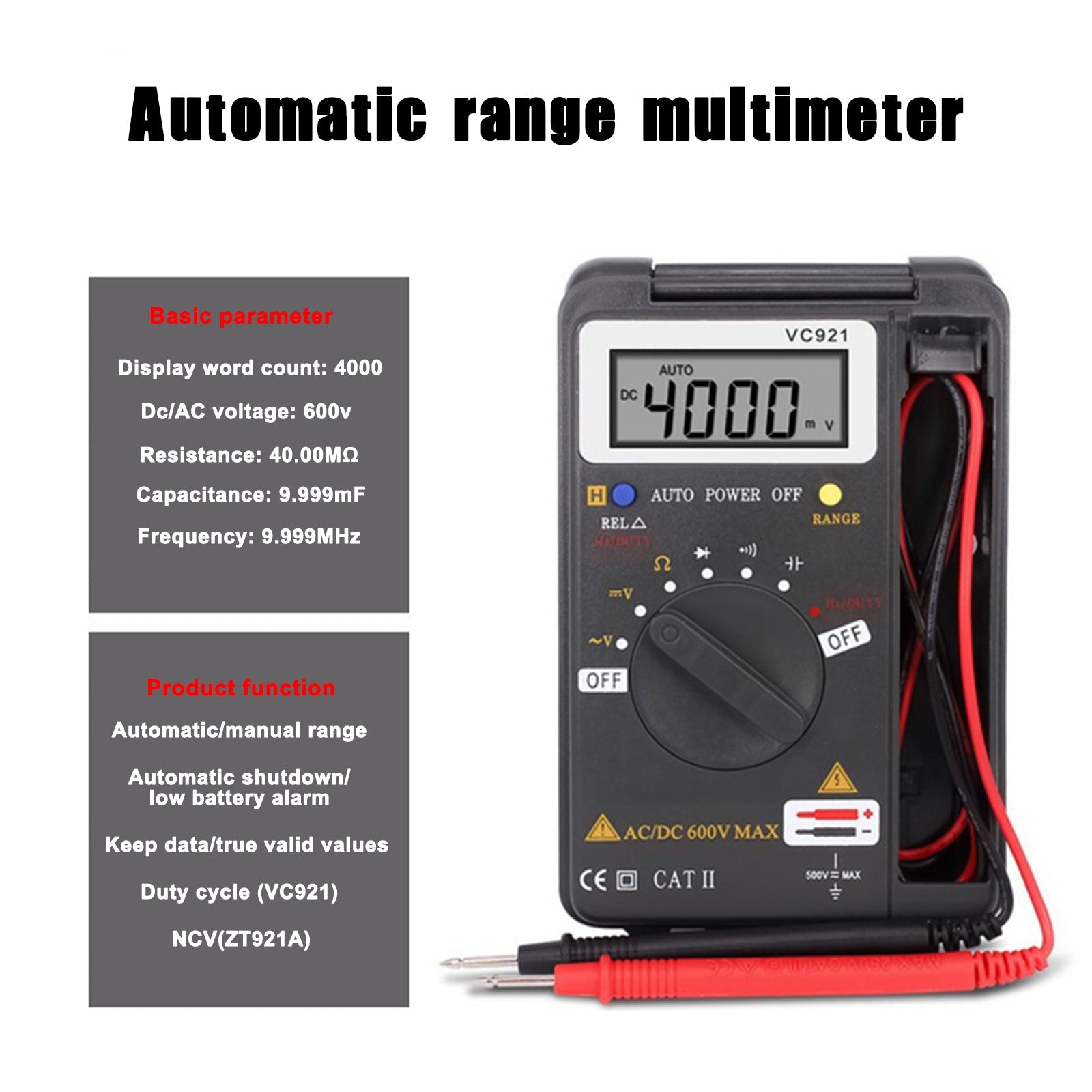 VC921 Portable Integrated Personal Handheld Pocket Mini Digital Multimeter
