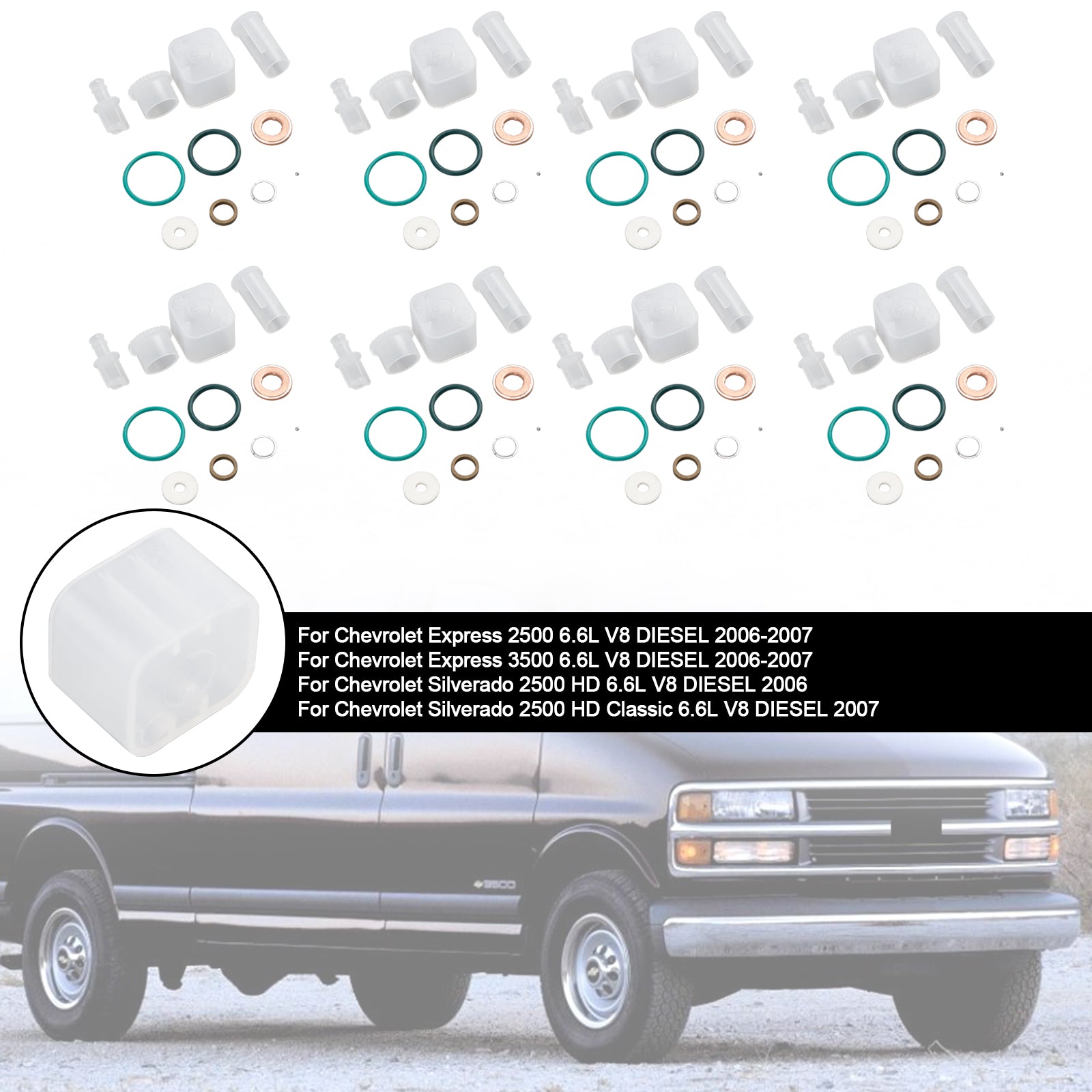 8개 연료 분사기 수리 키트 (쉐보레, GMC, 듀라맥스, 허머 6.6L 2006-2007 모델용)