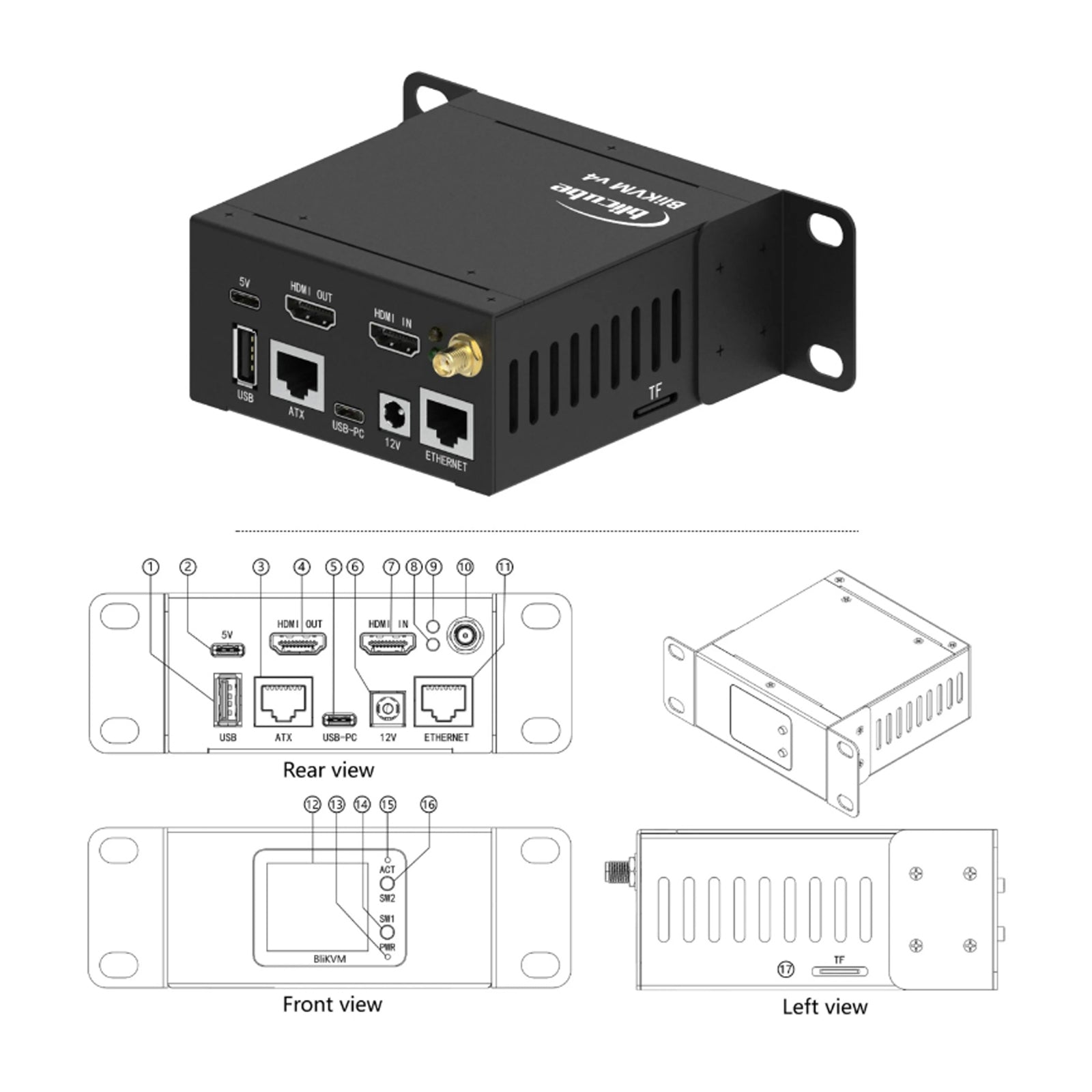 BliKVMv4 sobre IP PoE HDMI Loop Out Control de proceso Operación Mantenimiento IPKVM