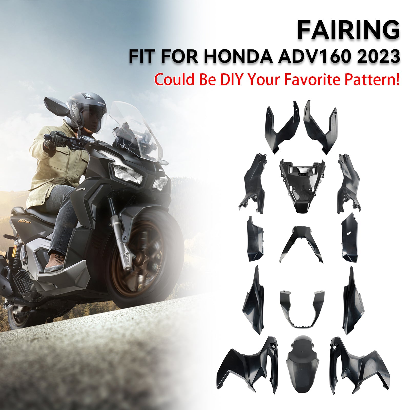 Honda ADV 160 2023 2024 Bodywork Fairing ABS Injection Molding Unpainted