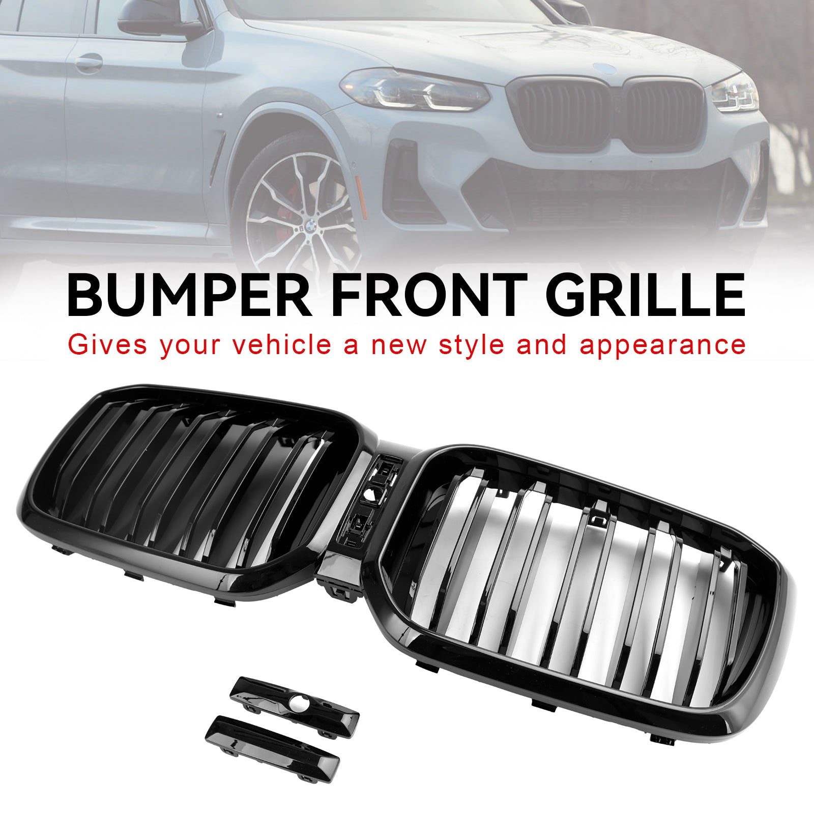 BMW X3 X4 G01 G02 2022 2023 Parrilla frontal tipo riñón negra brillante