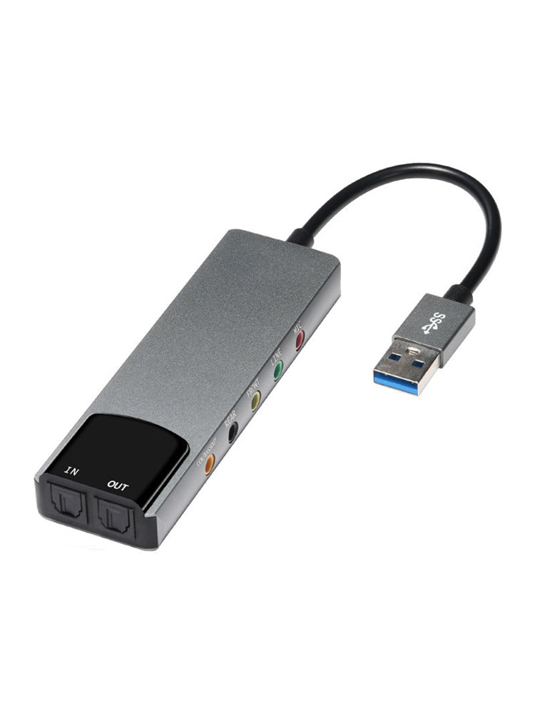 New aluminum alloy USB optical fiber SPDIF sound card computer external multi-function supports AC-3 DTS 5.1 channel